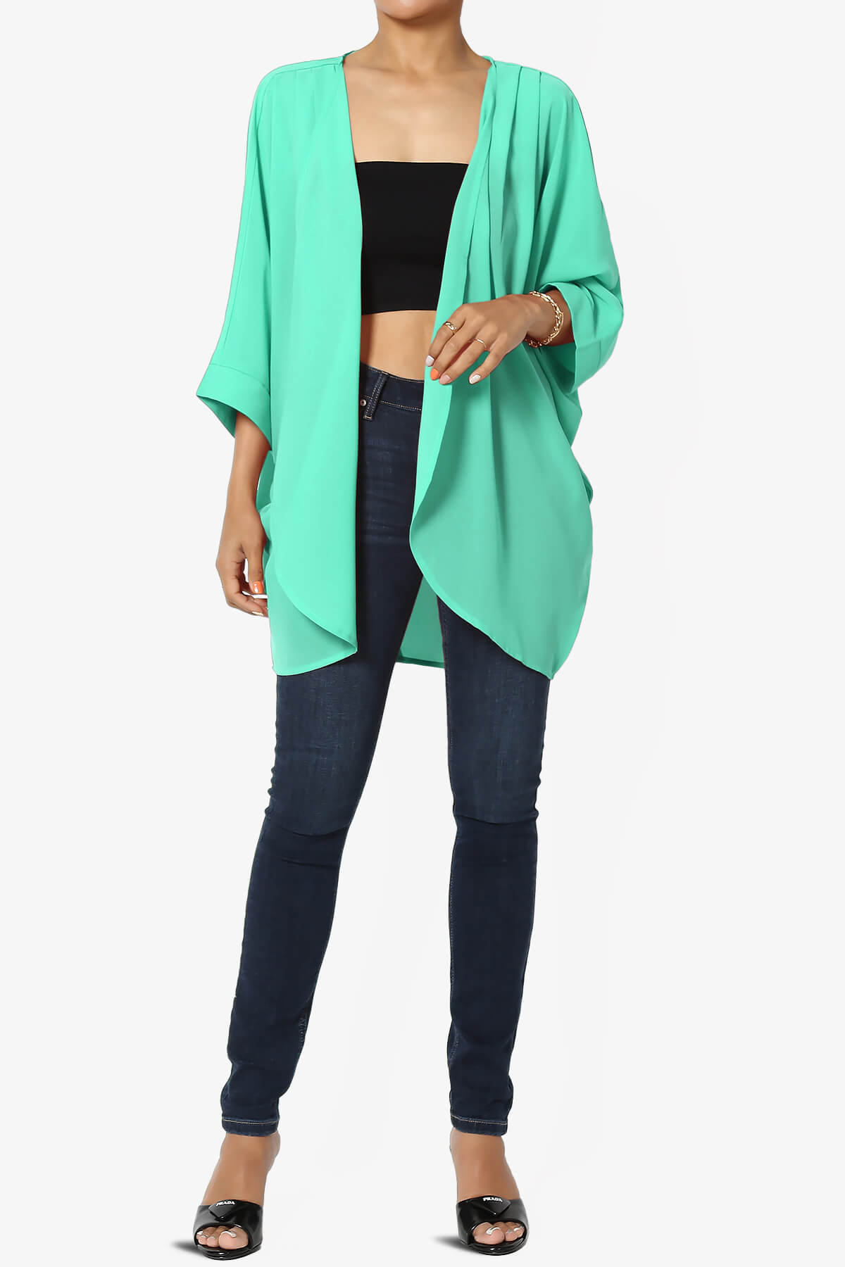 Blivia Pleated Kimono Chiffon Cardigan MINT_6