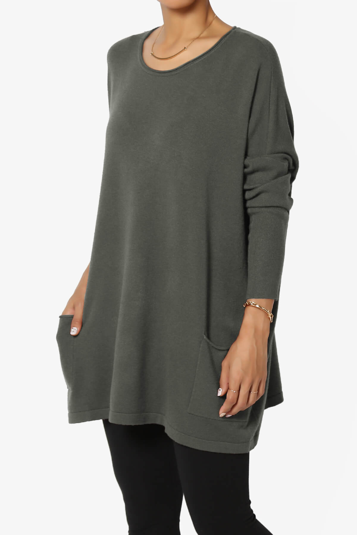 Brendi Super Soft Pocket Oversized Sweater ASH GREY_3
