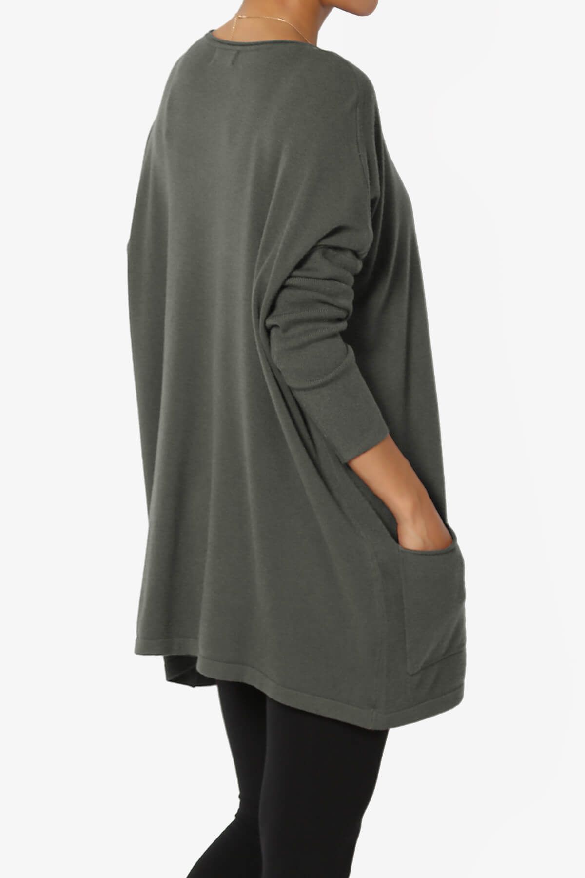 Brendi Super Soft Pocket Oversized Sweater ASH GREY_4