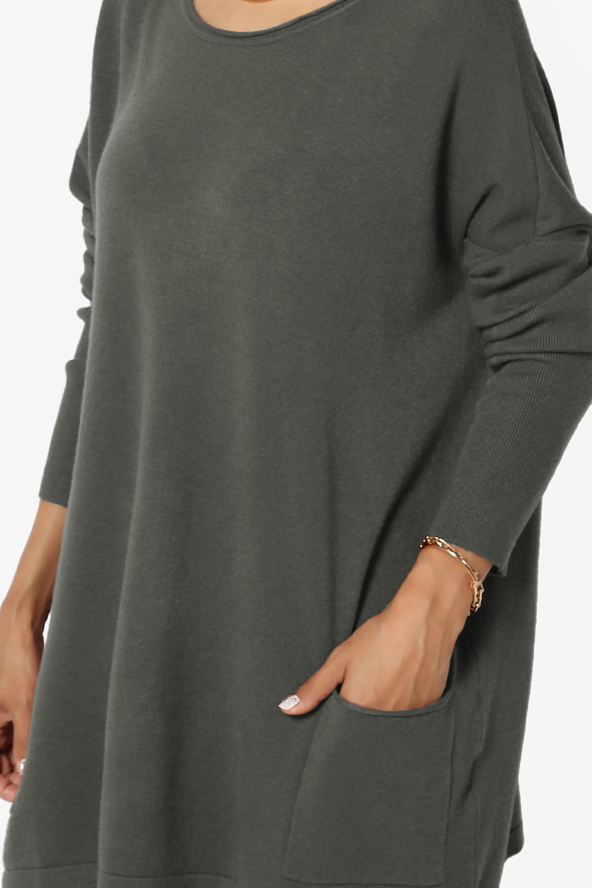 Brendi Super Soft Pocket Oversized Sweater ASH GREY_5