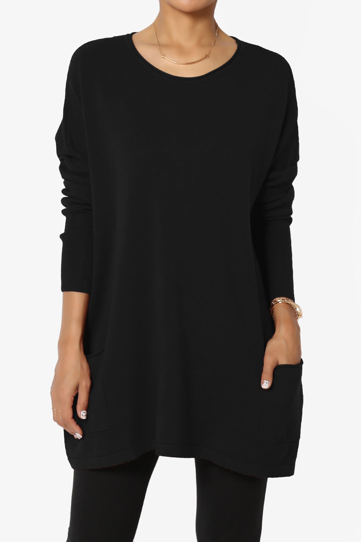 Brendi Super Soft Pocket Oversized Sweater BLACK_1