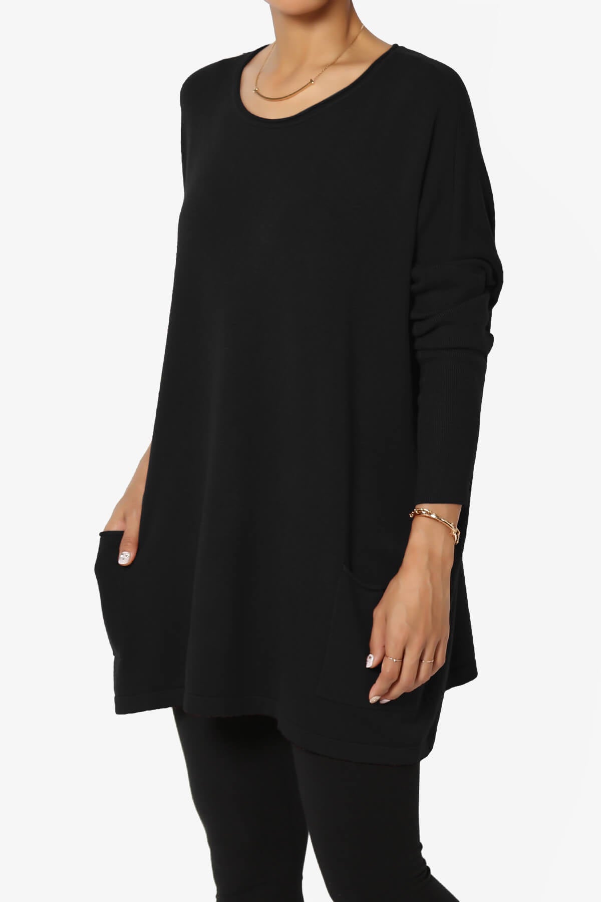 Brendi Super Soft Pocket Oversized Sweater BLACK_3