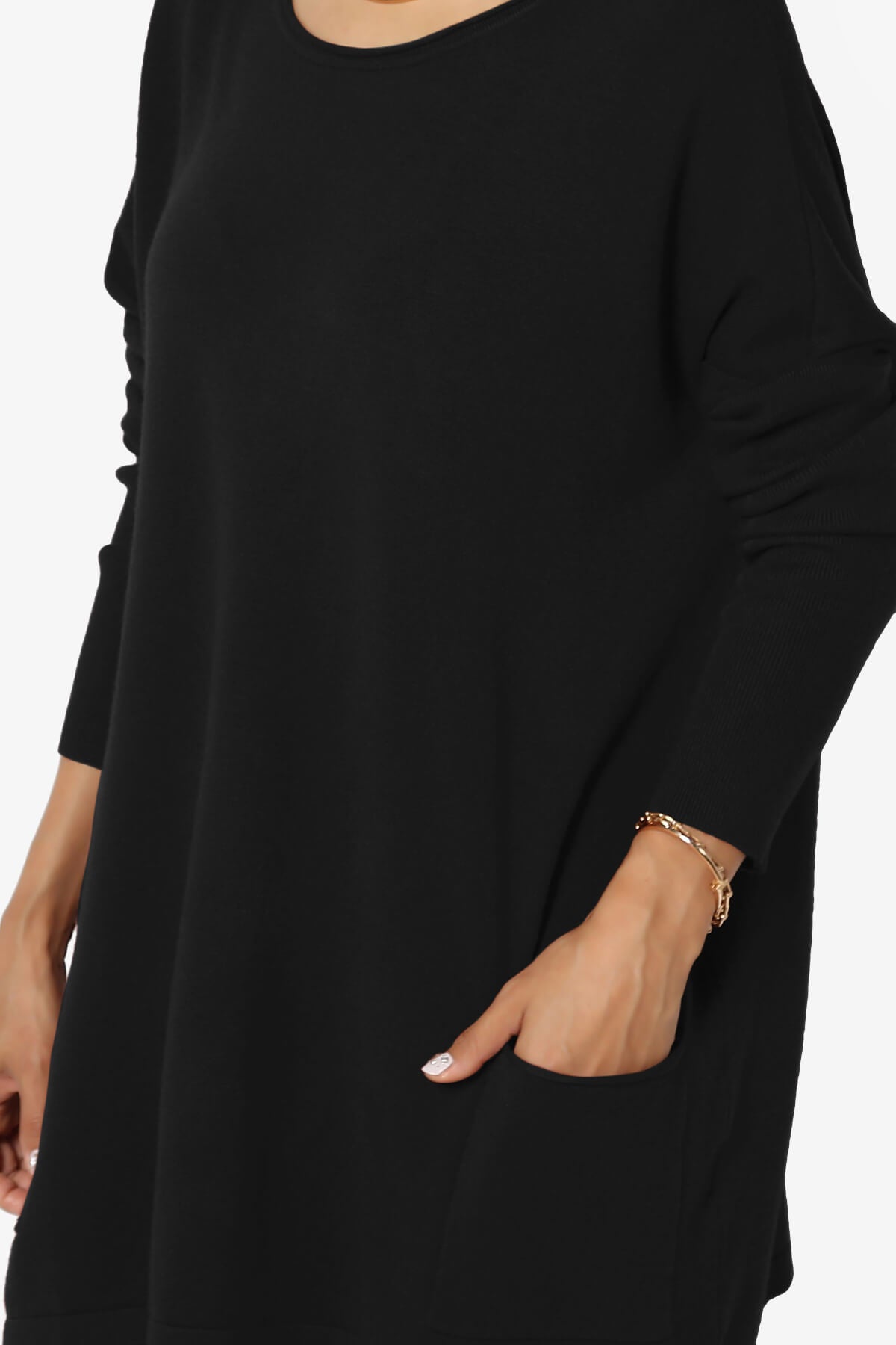 Brendi Super Soft Pocket Oversized Sweater BLACK_5