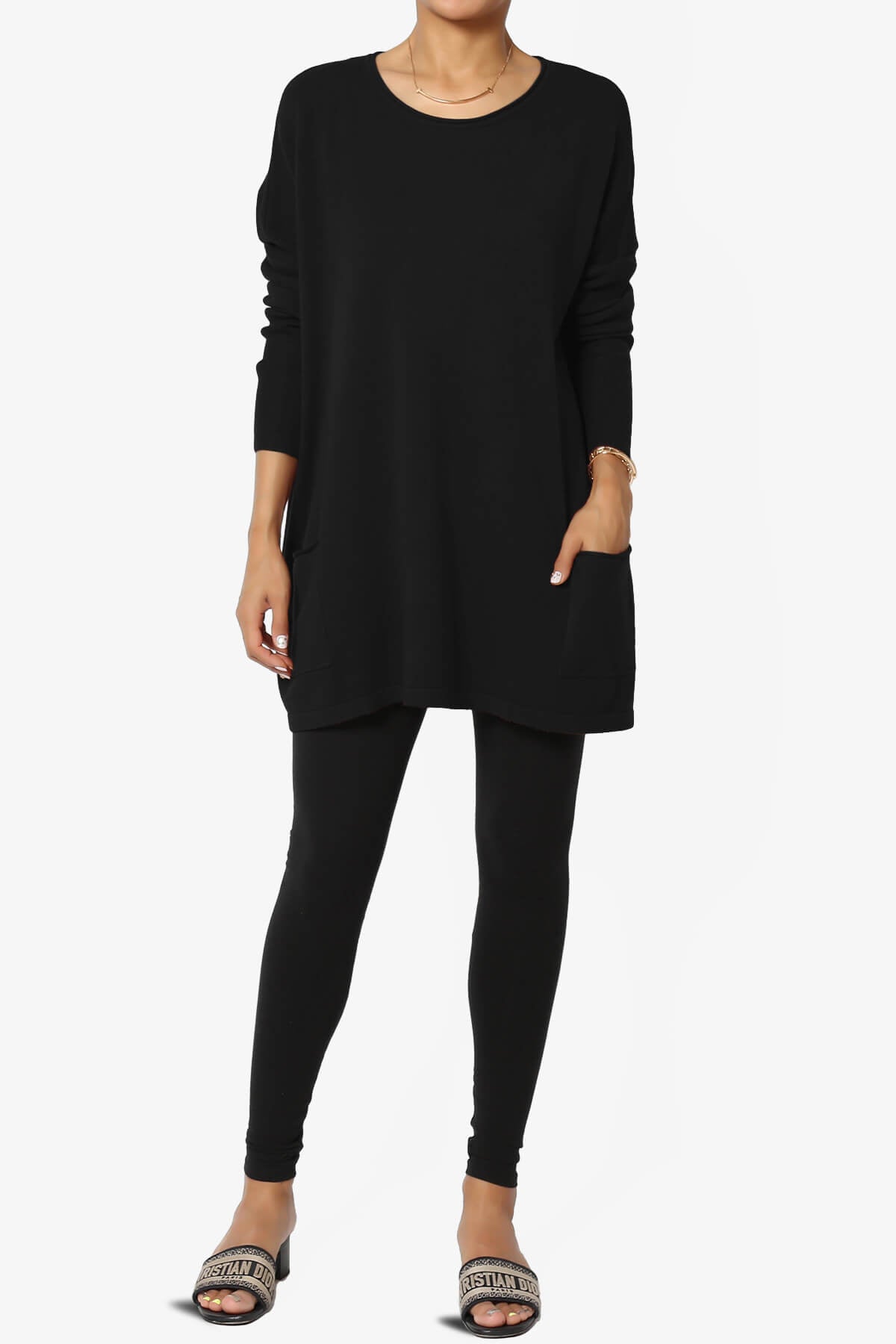 Brendi Super Soft Pocket Oversized Sweater BLACK_6