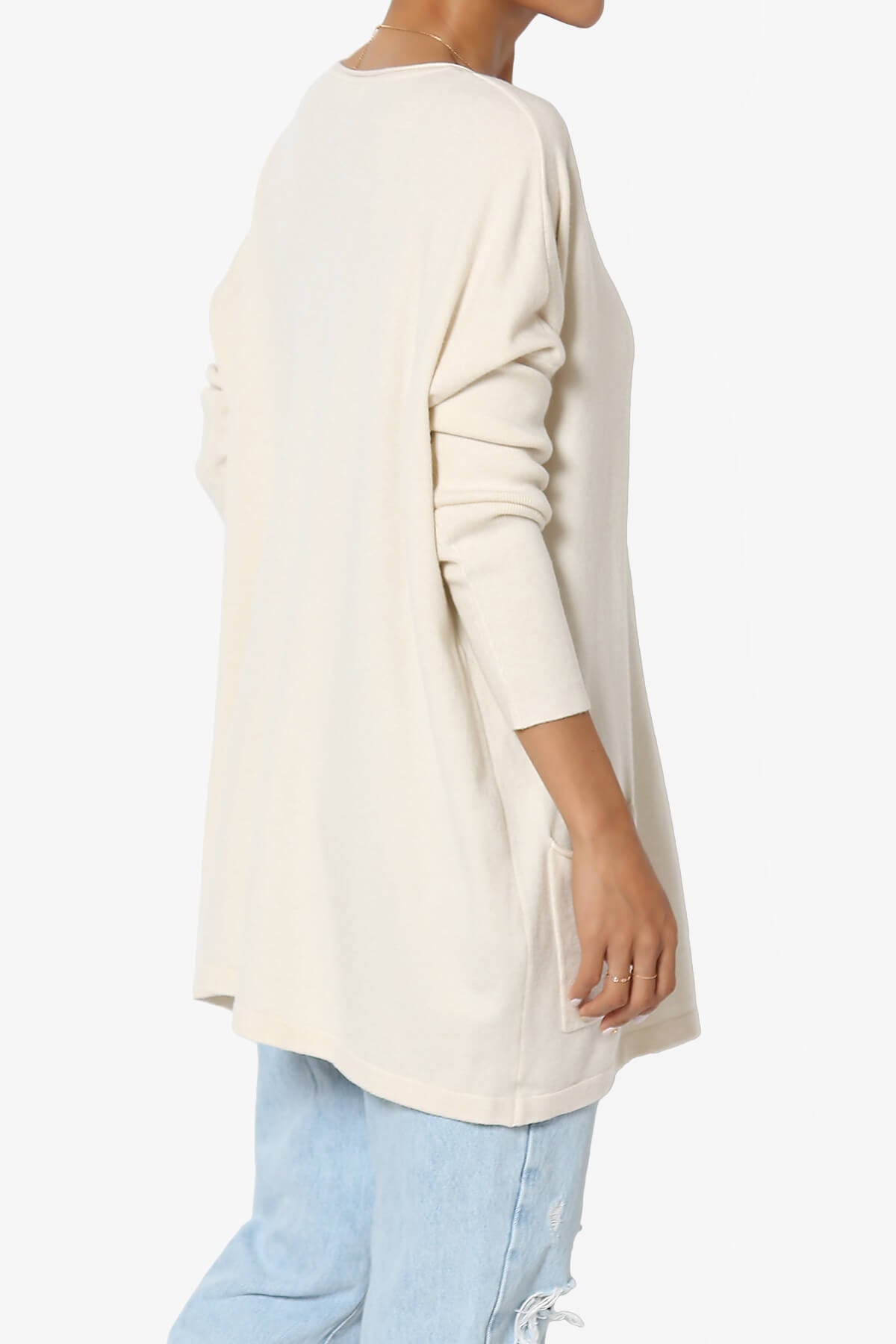 Brendi Super Soft Pocket Oversized Sweater BONE_4
