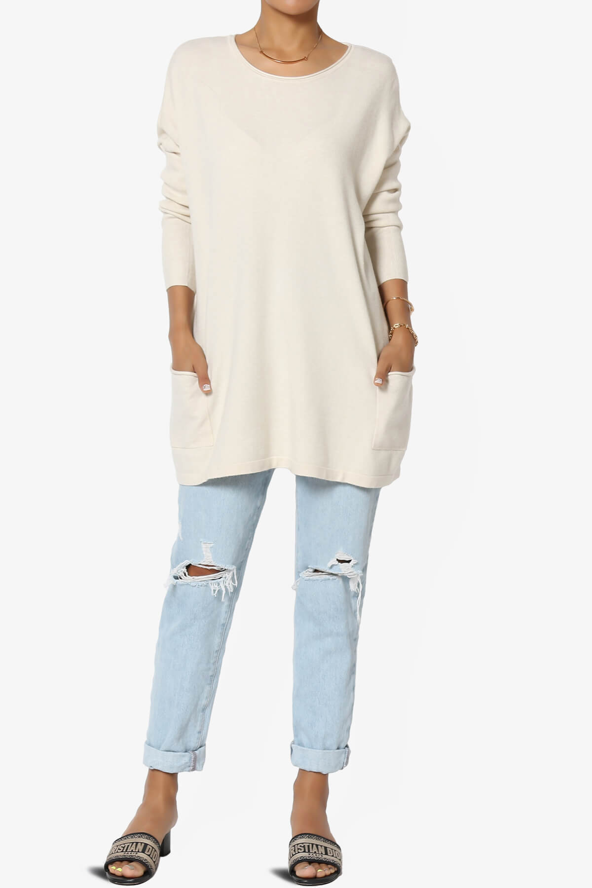 Brendi Super Soft Pocket Oversized Sweater BONE_6