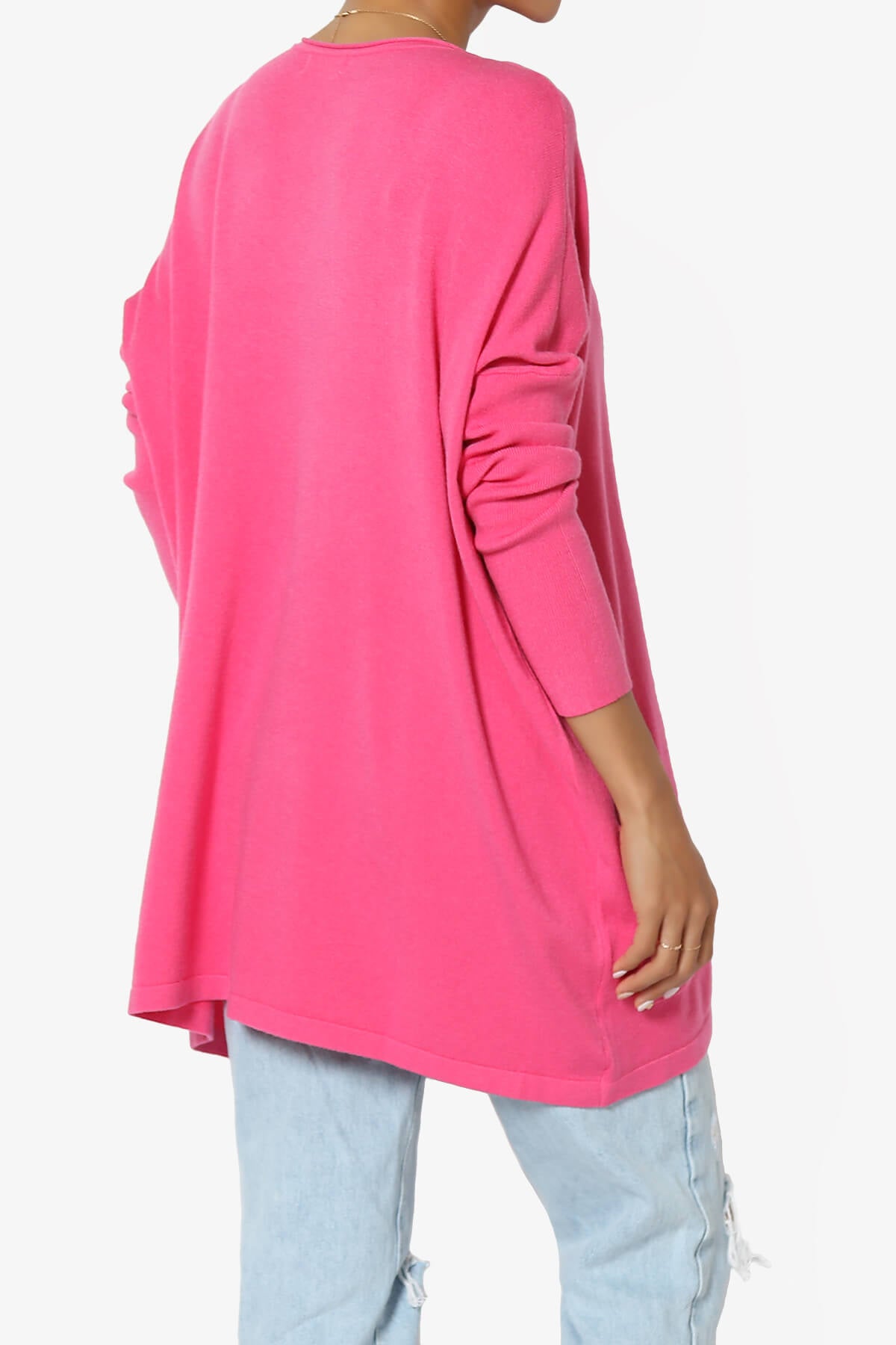 Brendi Super Soft Pocket Oversized Sweater FUCHSIA_4
