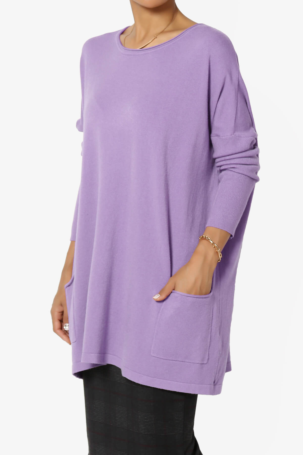 Brendi Super Soft Pocket Oversized Sweater LAVENDER_3