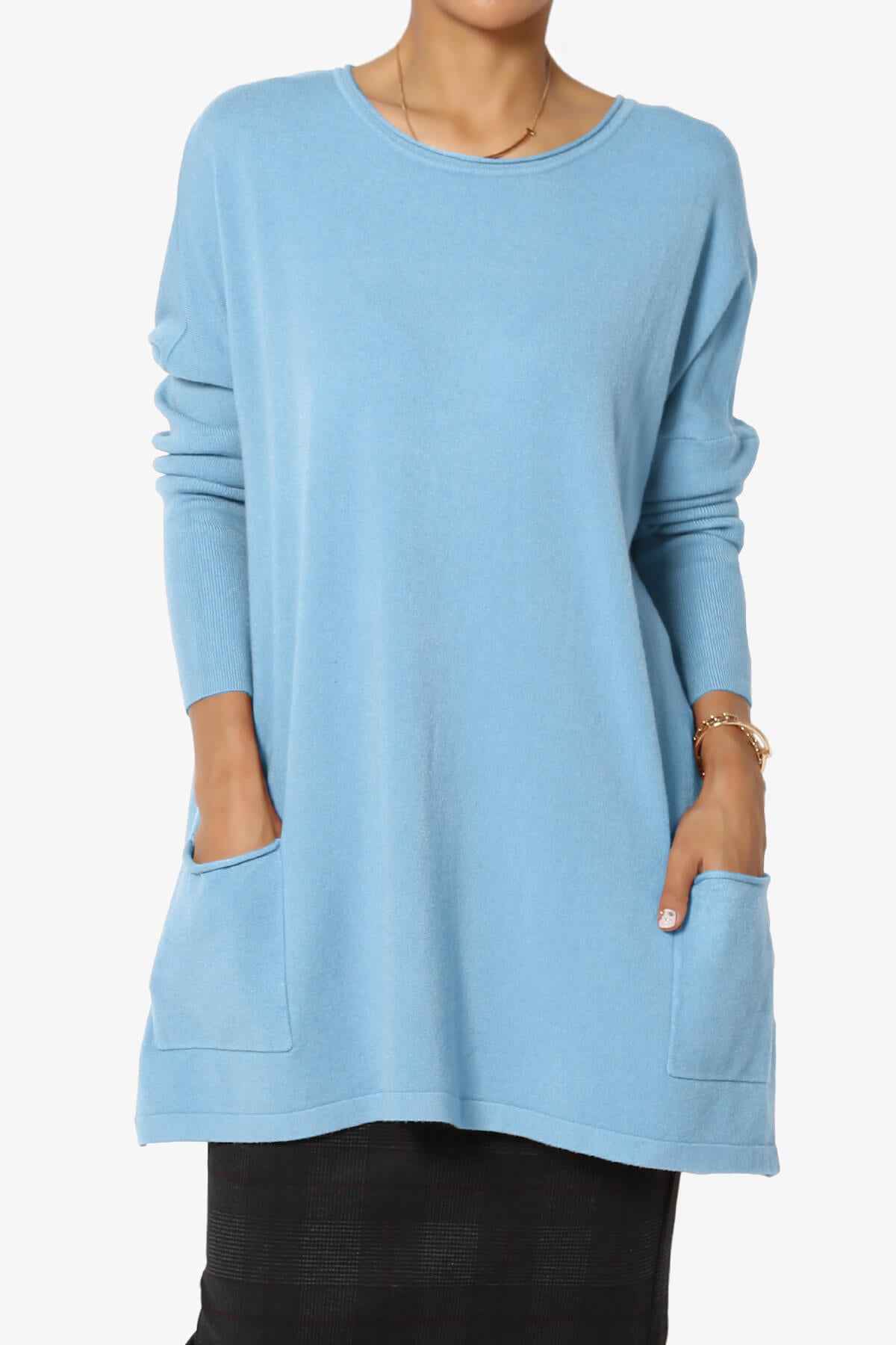 Brendi Super Soft Pocket Oversized Sweater LIGHT BLUE_1