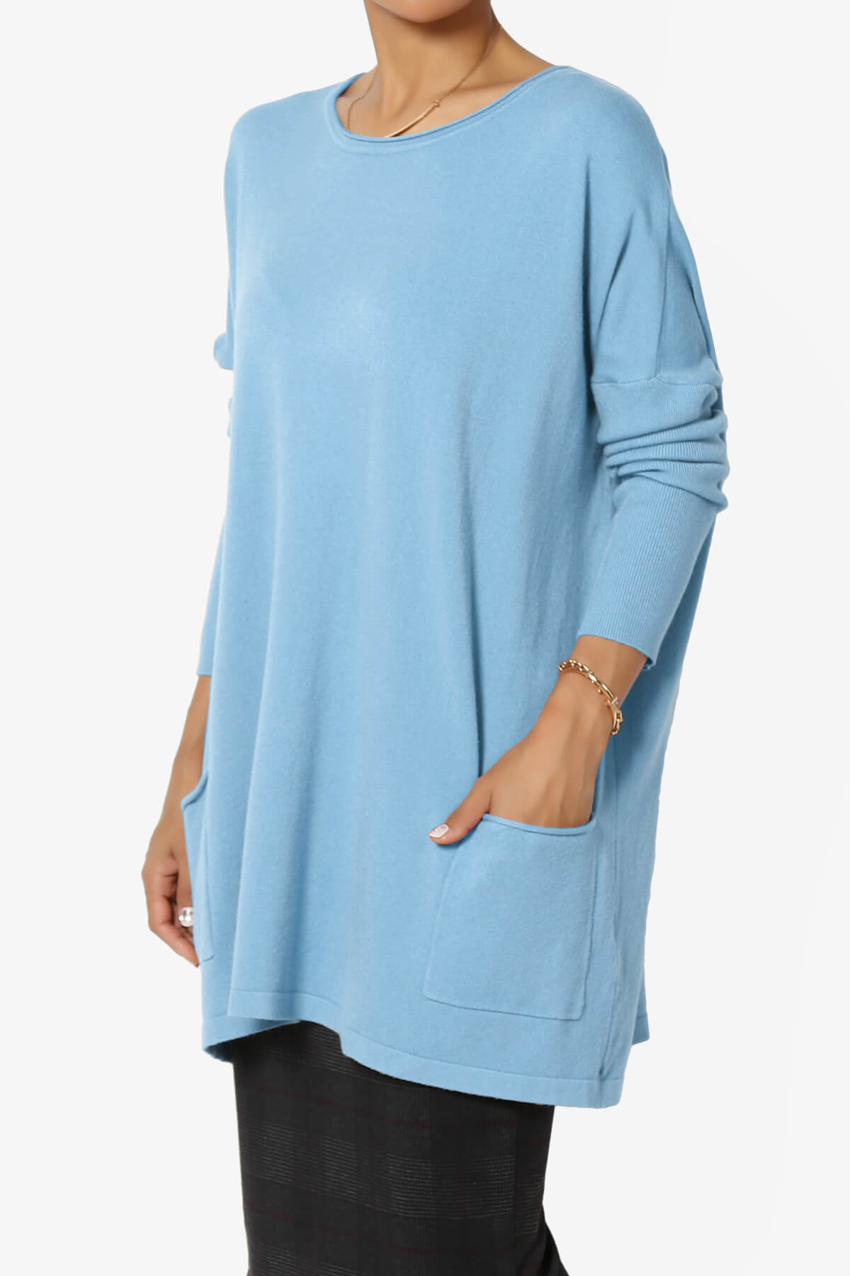 Brendi Super Soft Pocket Oversized Sweater LIGHT BLUE_3