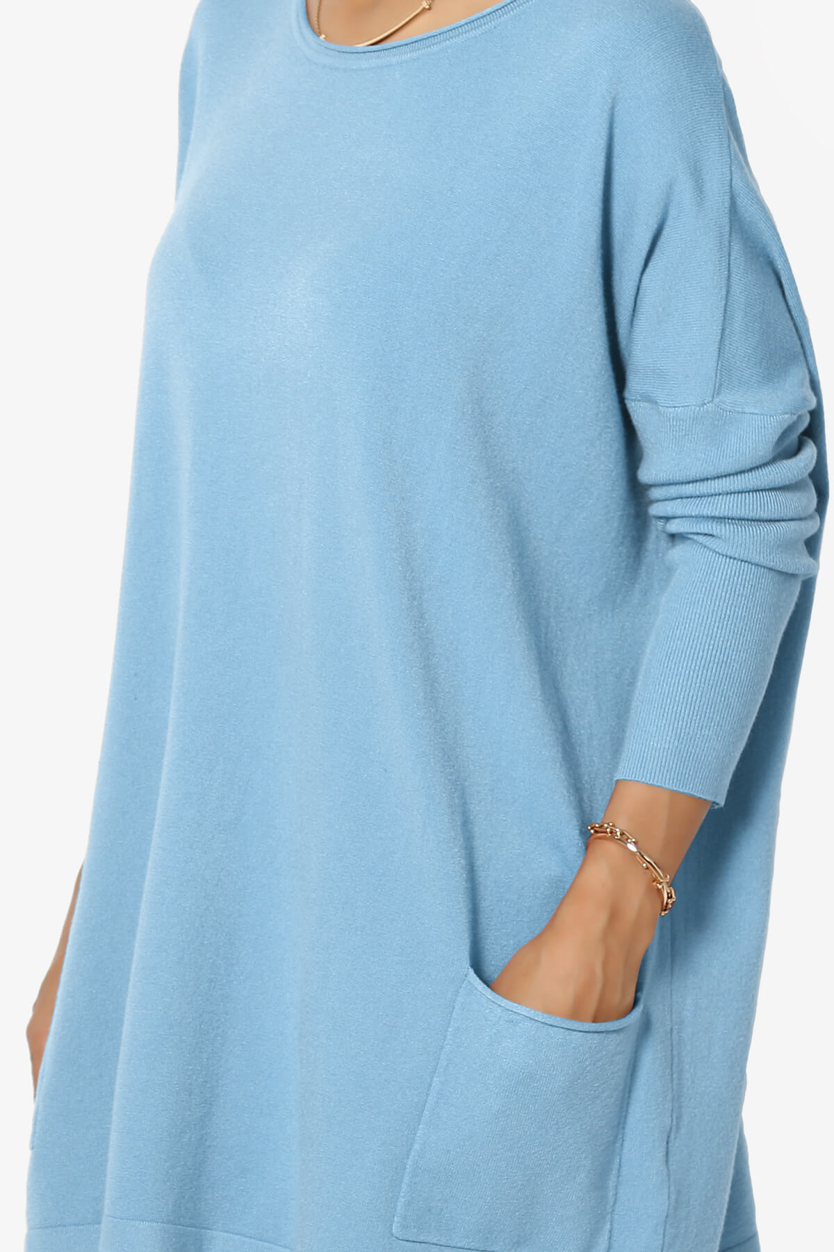 Brendi Super Soft Pocket Oversized Sweater LIGHT BLUE_5