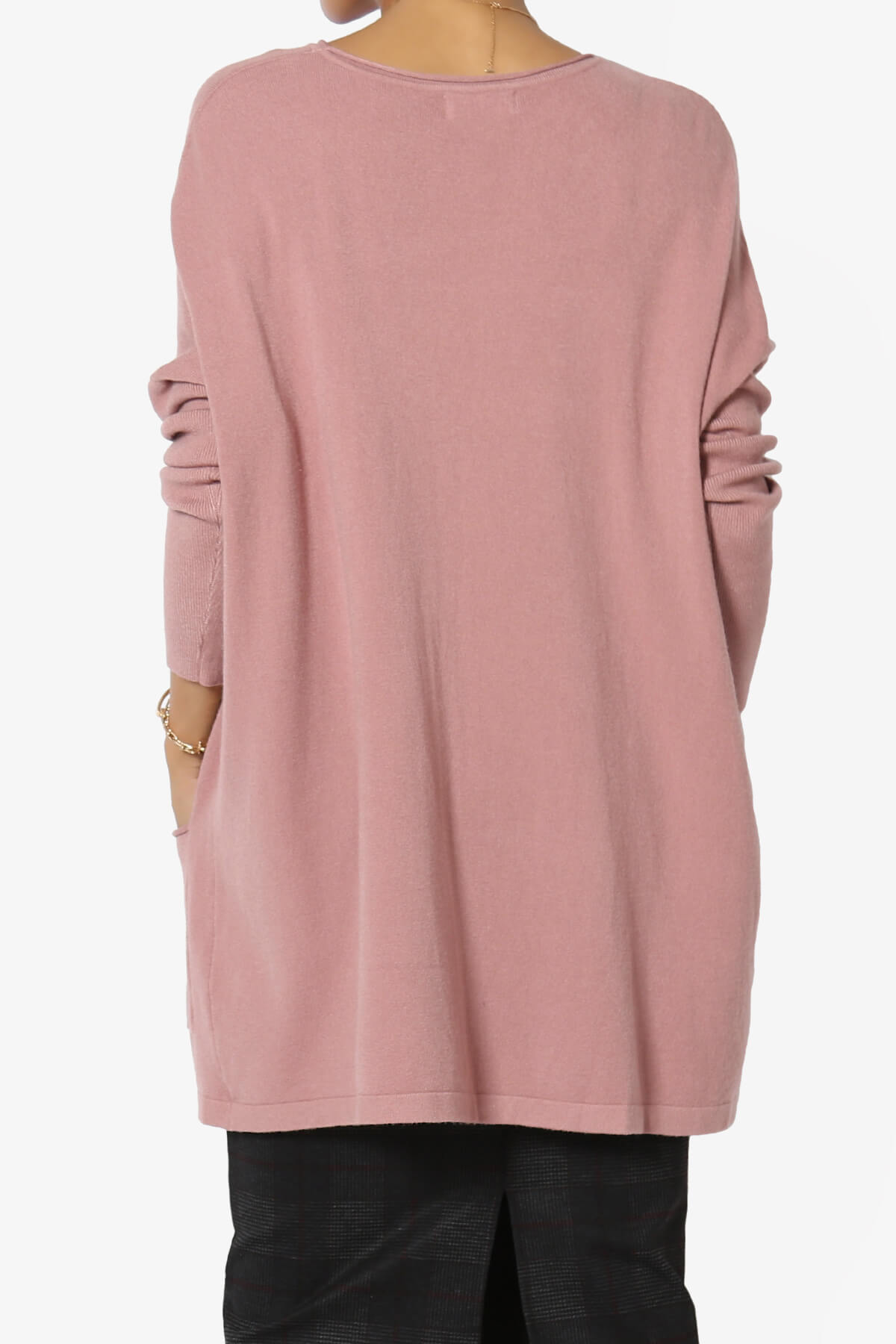 Brendi Super Soft Pocket Oversized Sweater LIGHT ROSE_2