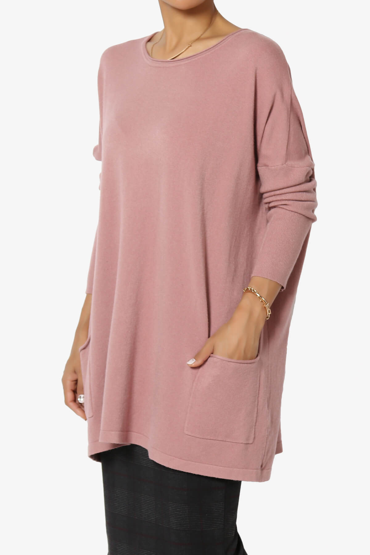 Brendi Super Soft Pocket Oversized Sweater LIGHT ROSE_3