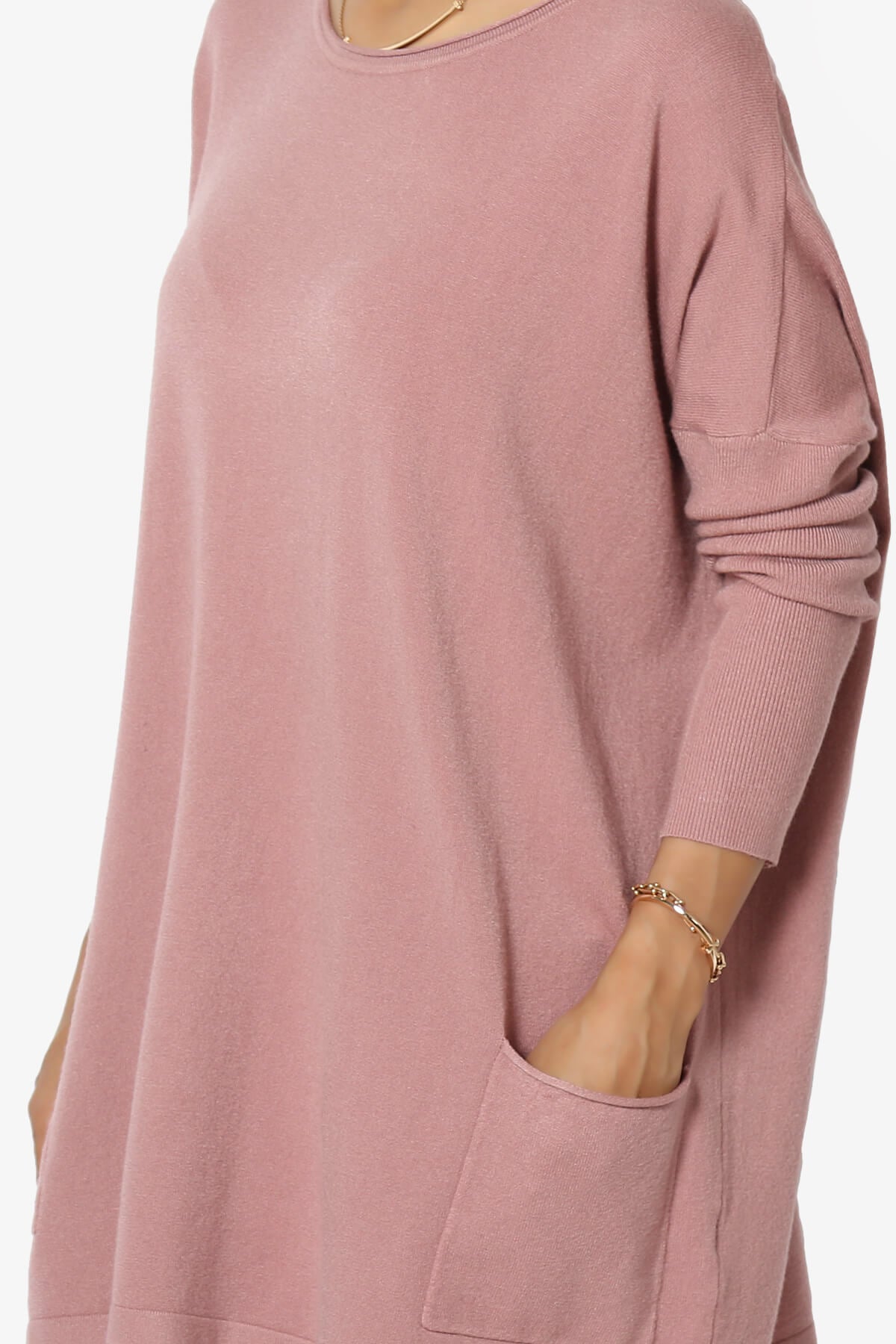 Brendi Super Soft Pocket Oversized Sweater LIGHT ROSE_5