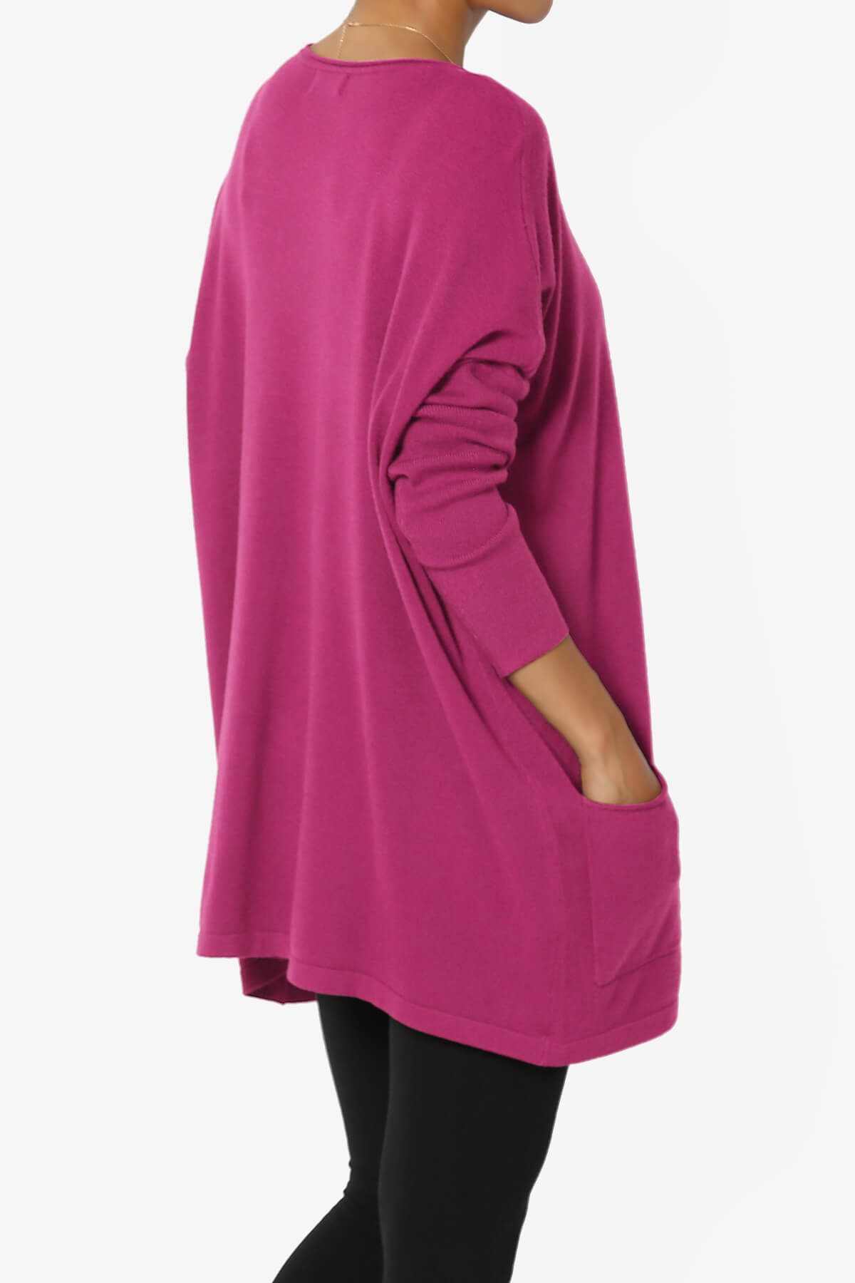 Brendi Super Soft Pocket Oversized Sweater MAGENTA_4