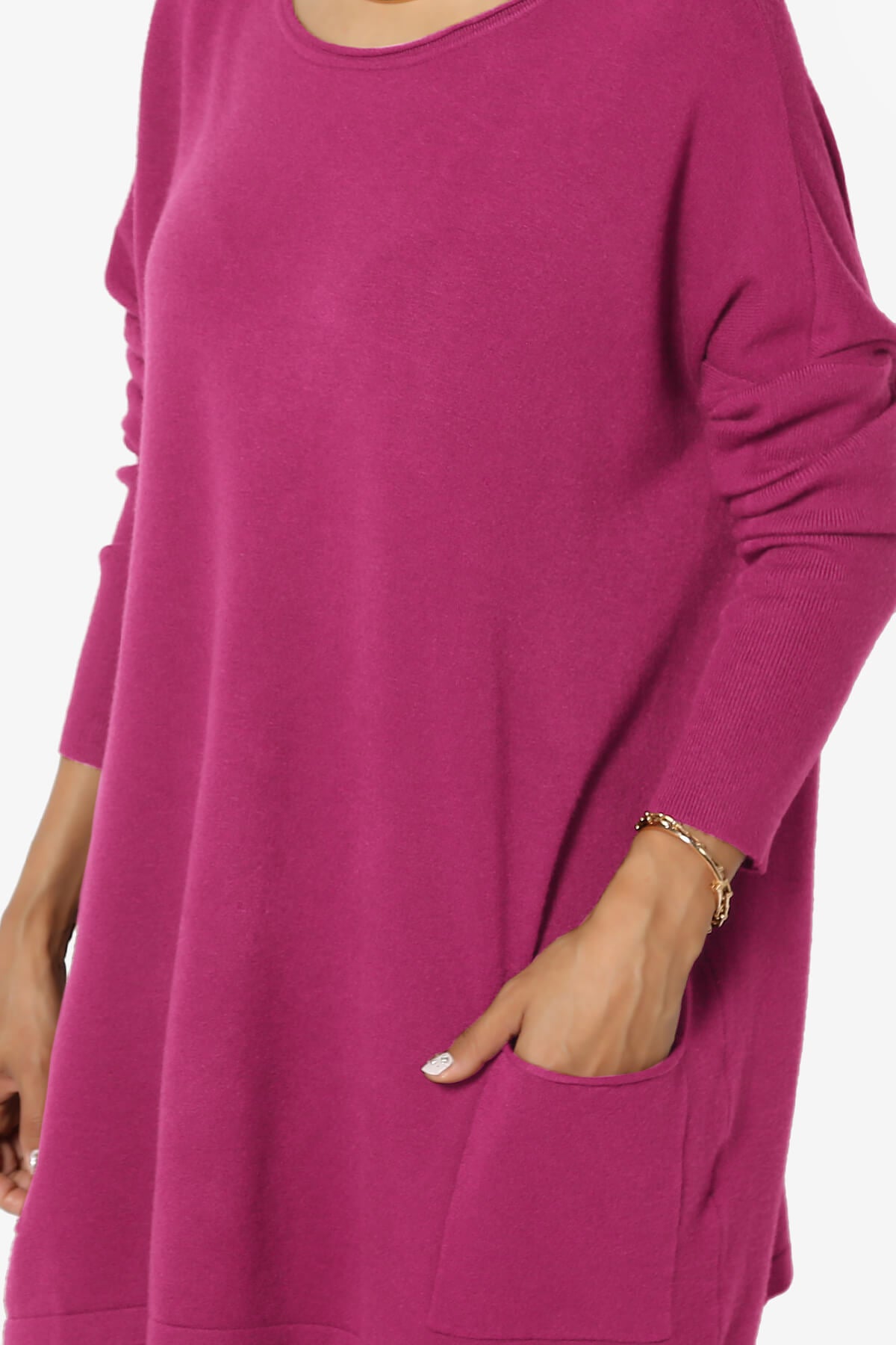 Brendi Super Soft Pocket Oversized Sweater MAGENTA_5