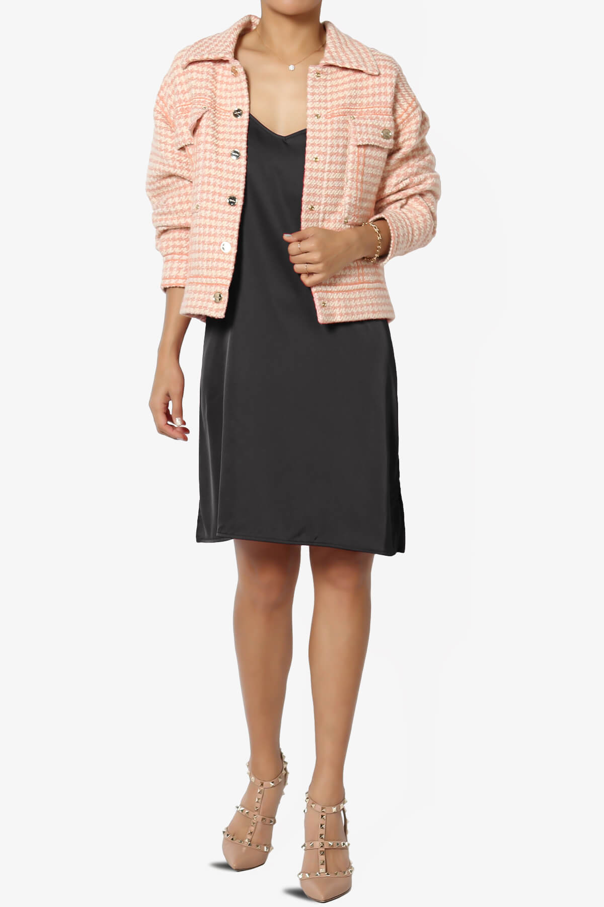 Brodiee Stretch Satin Charmeuse Slip Dress BLACK_6