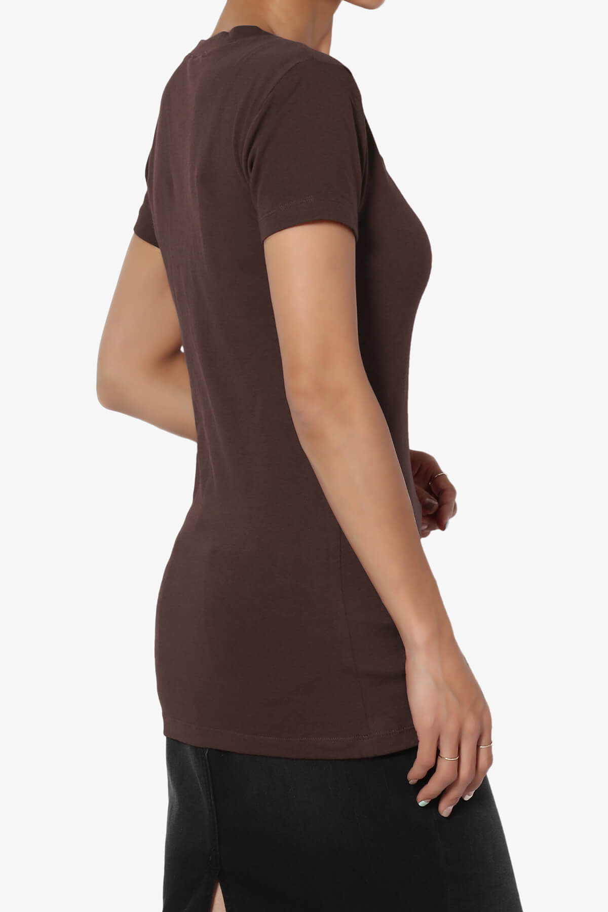 Candela V-Neck Short Sleeve T-Shirts BROWN_4