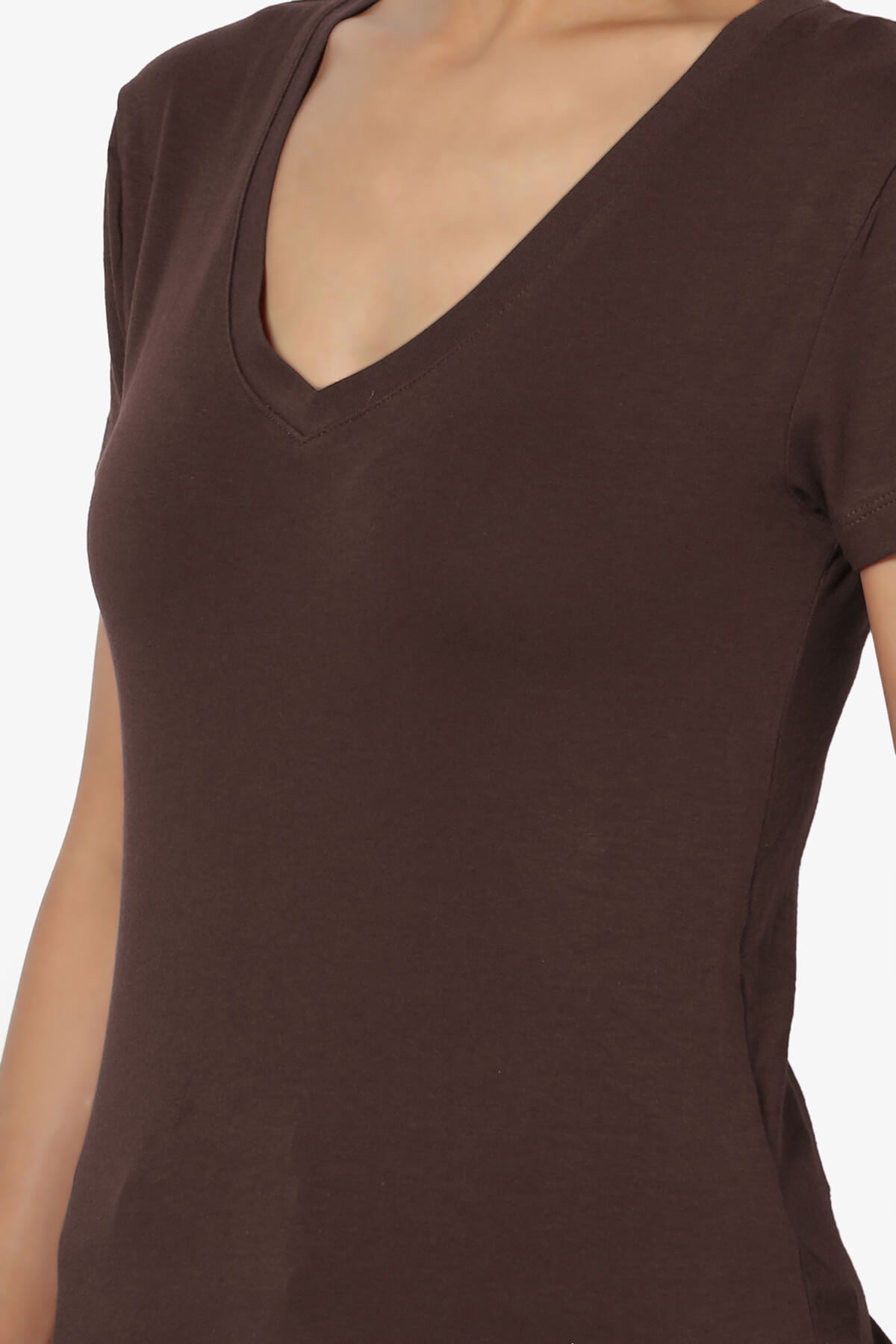 Candela V-Neck Short Sleeve T-Shirts BROWN_5