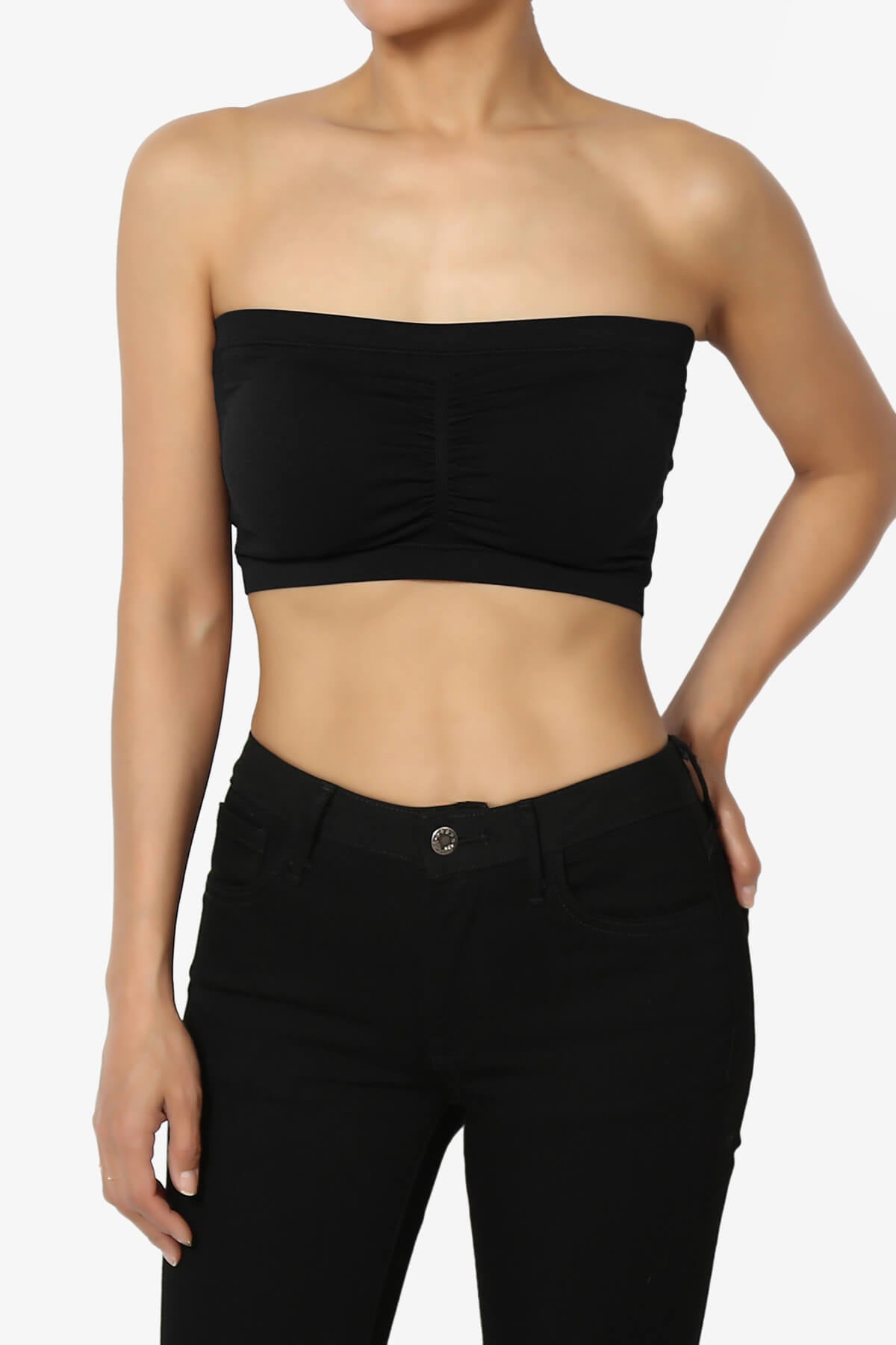 Candid Removable Pad Bandeau Bra Top BLACK_1