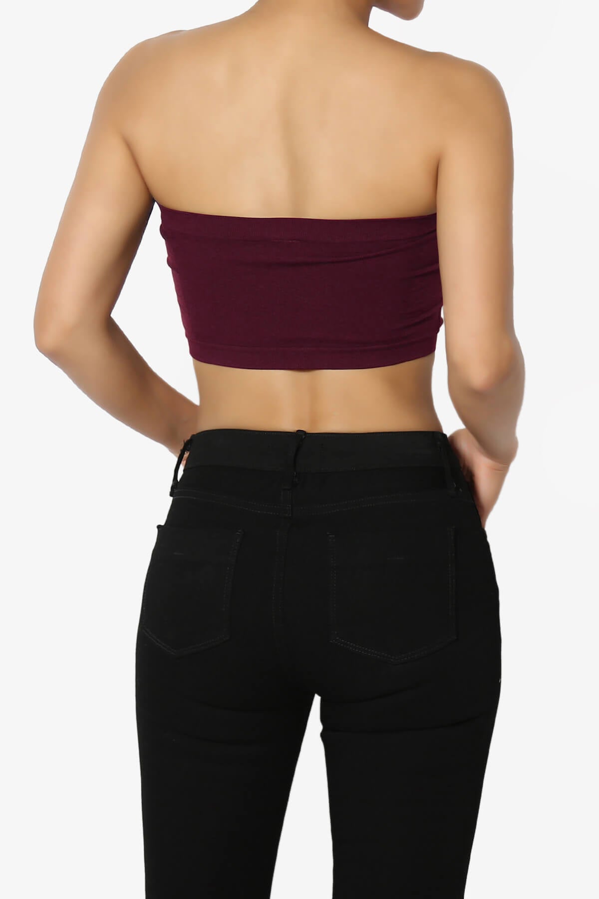 Candid Removable Pad Bandeau Bra Top BURGUNDY_2