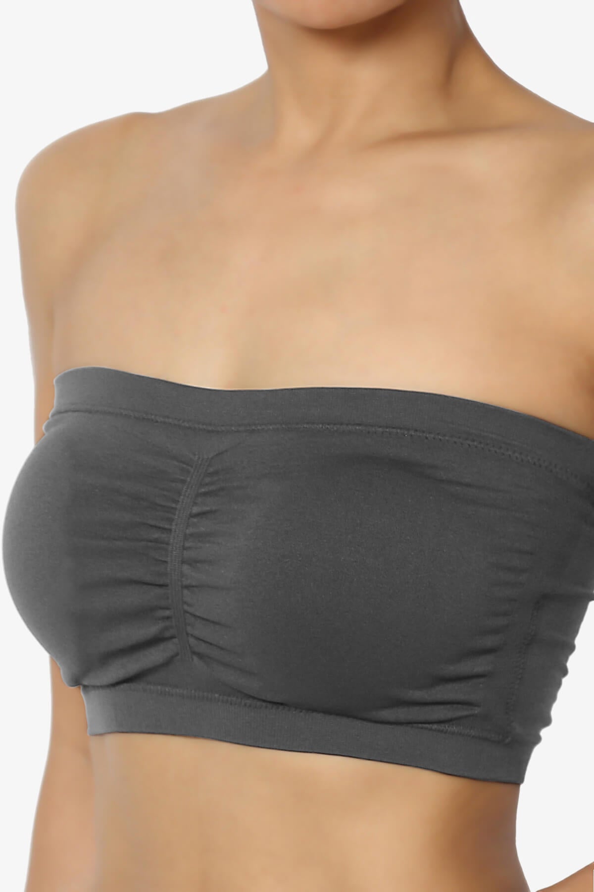 Candid Removable Pad Bandeau Bra Top DARK GREY_5
