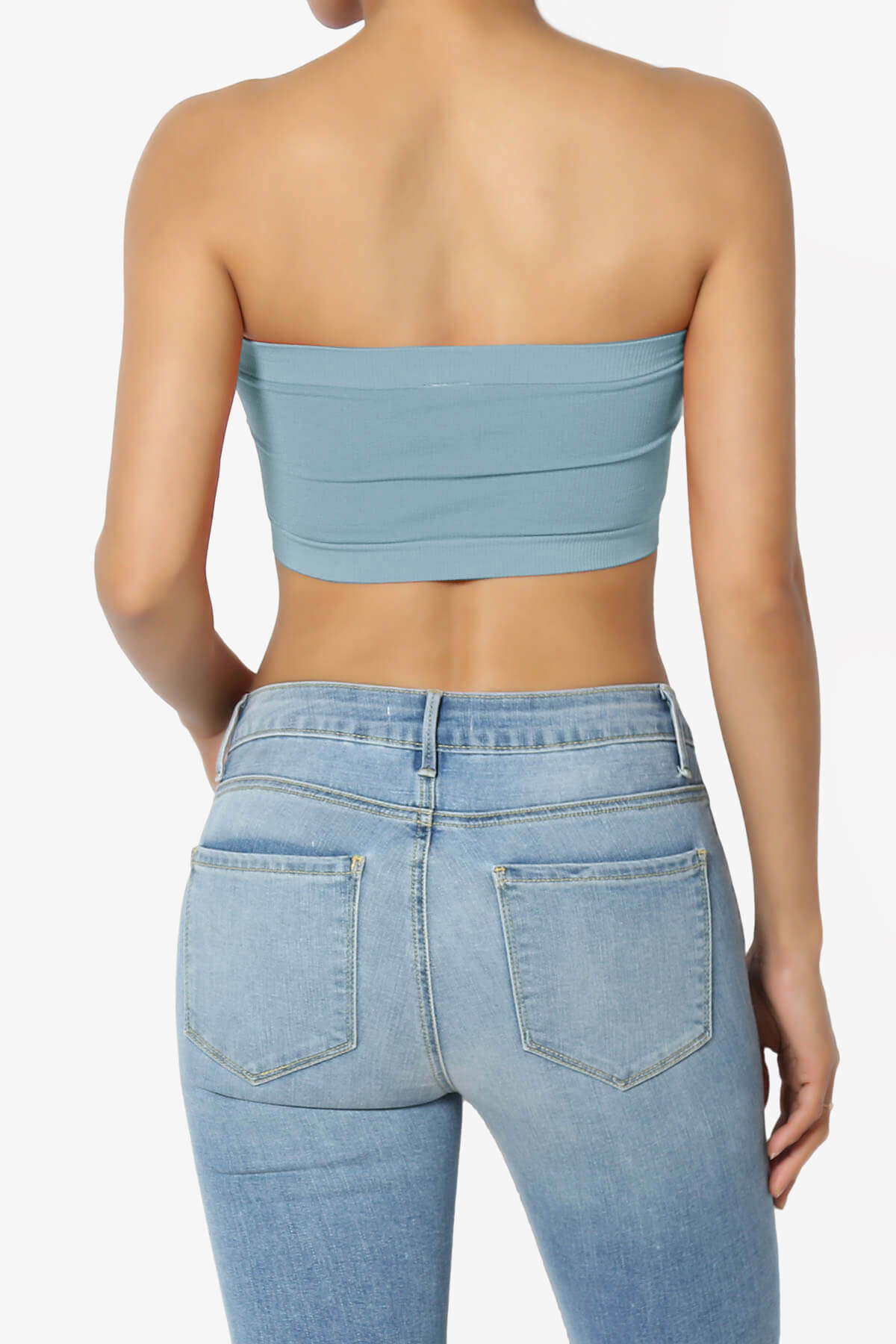 Candid Removable Pad Bandeau Bra Top DUSTY BLUE_2