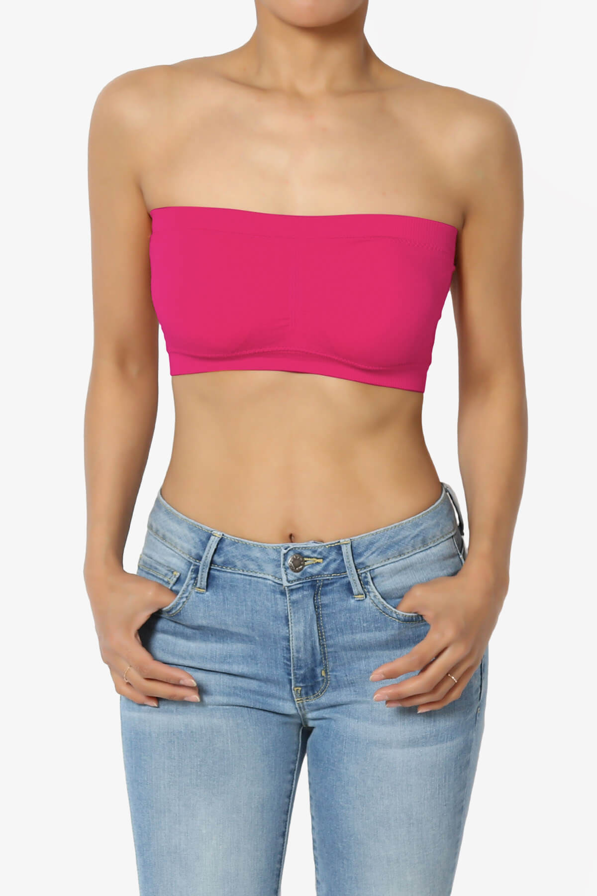 Candid Removable Pad Bandeau Bra Top FUCHSIA_1