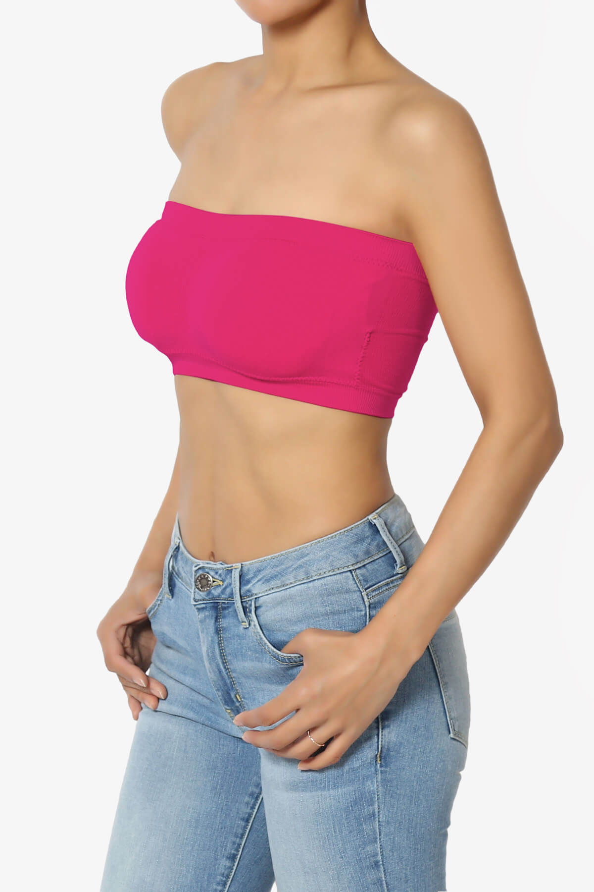 Candid Removable Pad Bandeau Bra Top FUCHSIA_3