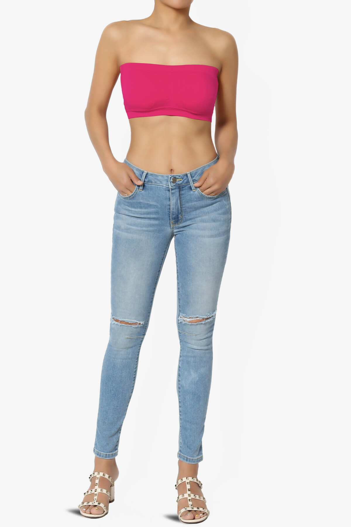 Candid Removable Pad Bandeau Bra Top FUCHSIA_6