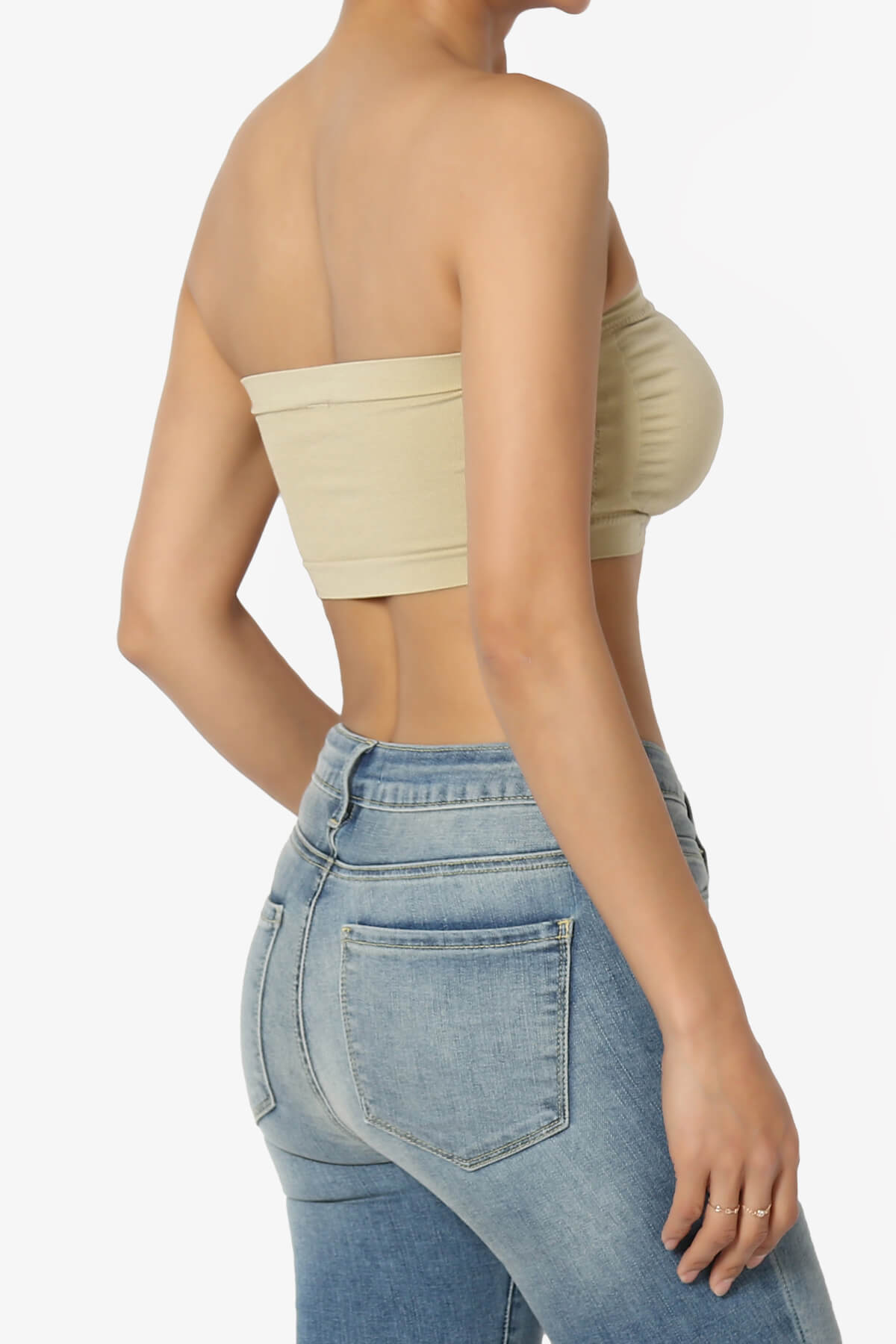 Candid Removable Pad Bandeau Bra Top KHAKI_4