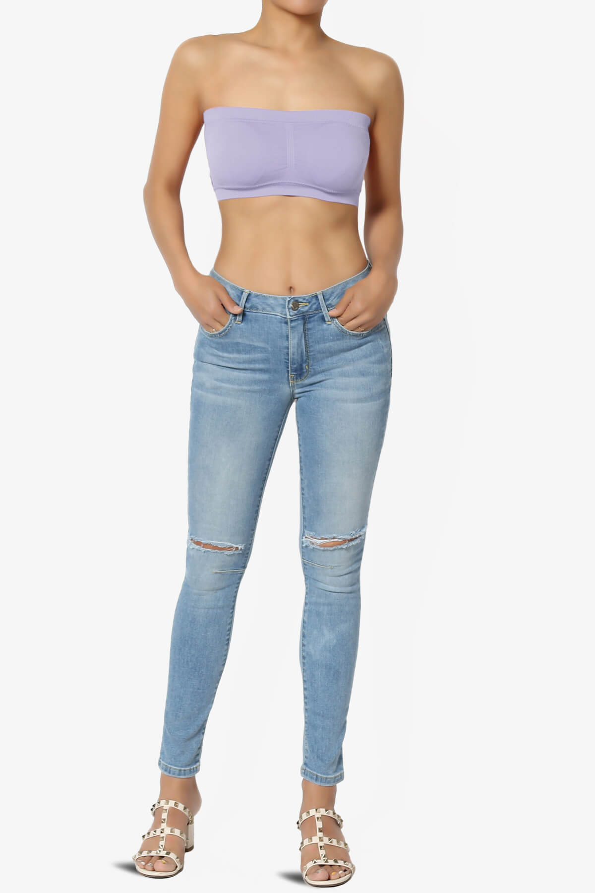 Candid Removable Pad Bandeau Bra Top LAVENDER_6