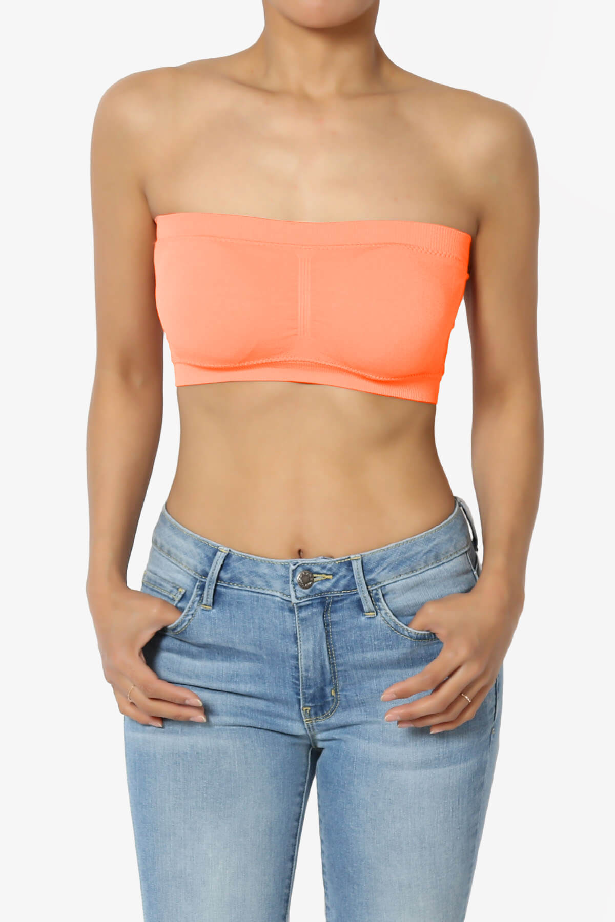 Candid Removable Pad Bandeau Bra Top NEON ORANGE_1