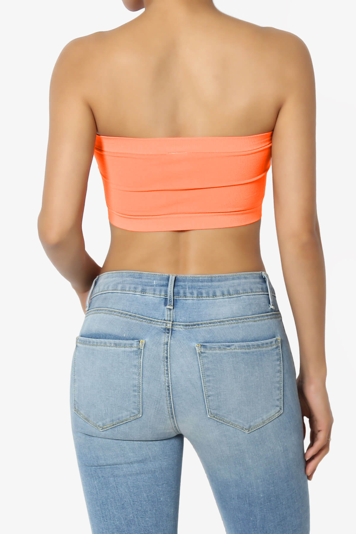 Candid Removable Pad Bandeau Bra Top NEON ORANGE_2
