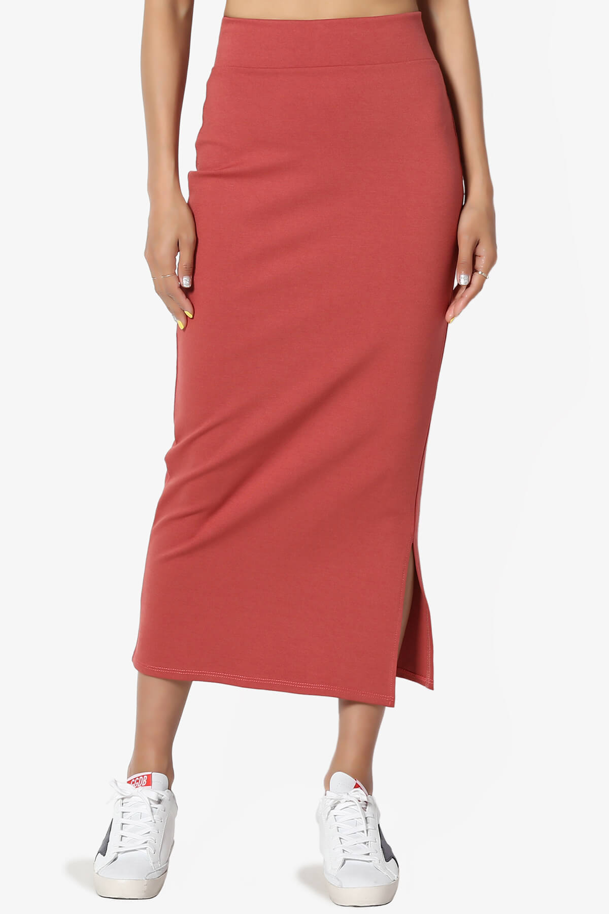 Carleta Mid Calf Pencil Skirt BRICK_1