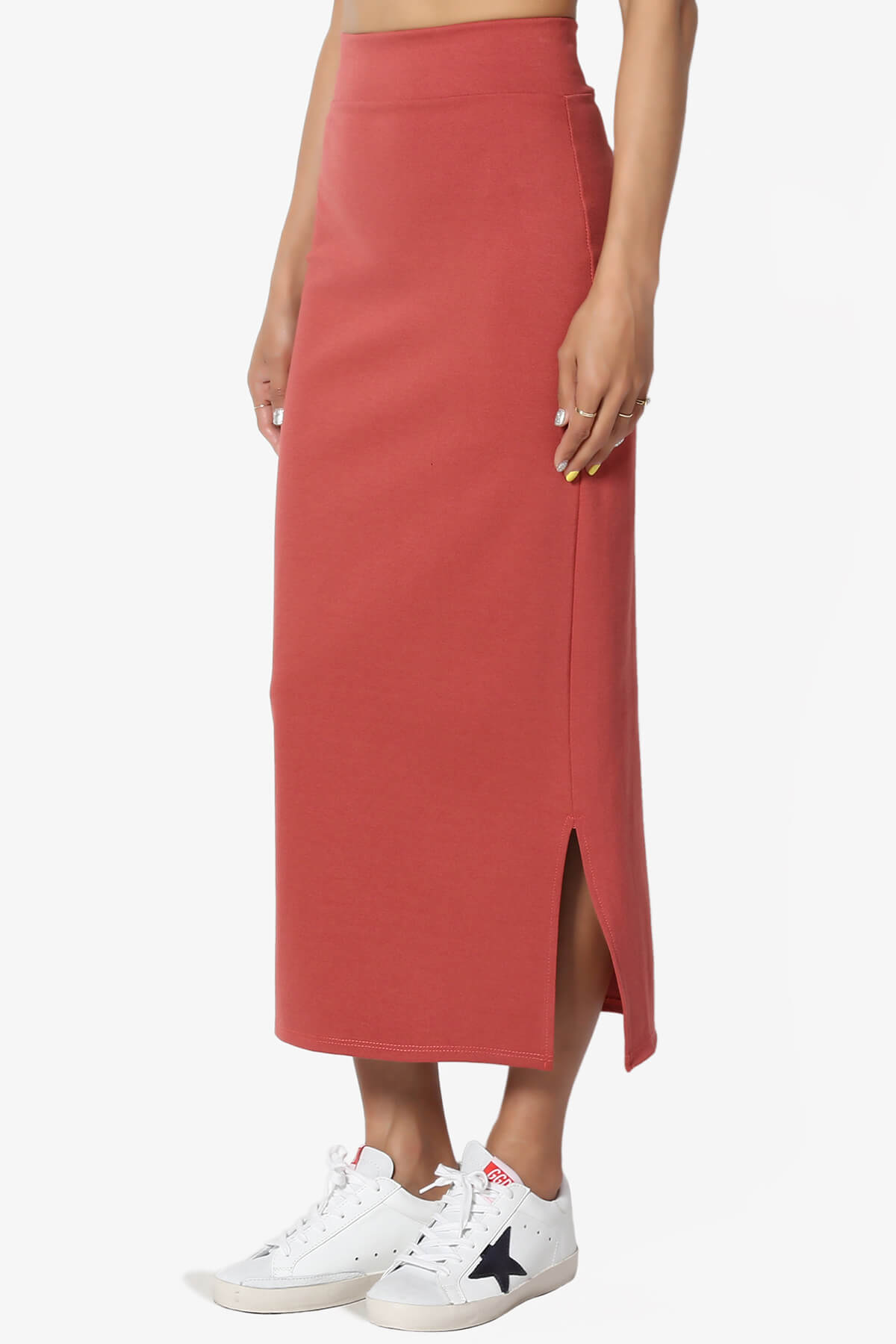 Carleta Mid Calf Pencil Skirt BRICK_3