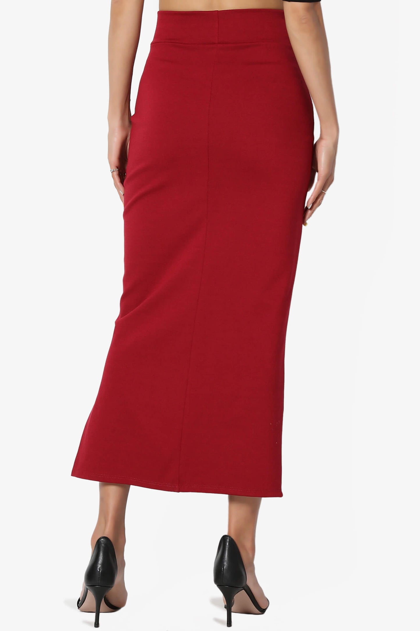 Carleta Mid Calf Pencil Skirt BURGUNDY_2
