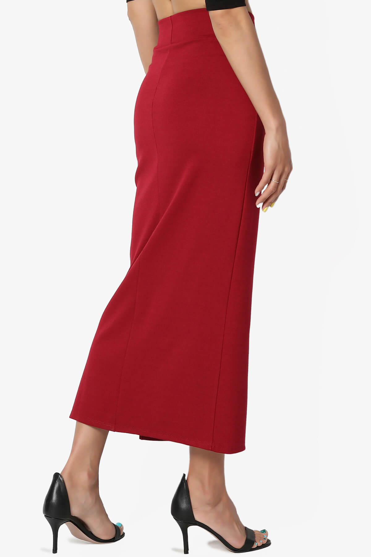 Carleta Mid Calf Pencil Skirt BURGUNDY_4