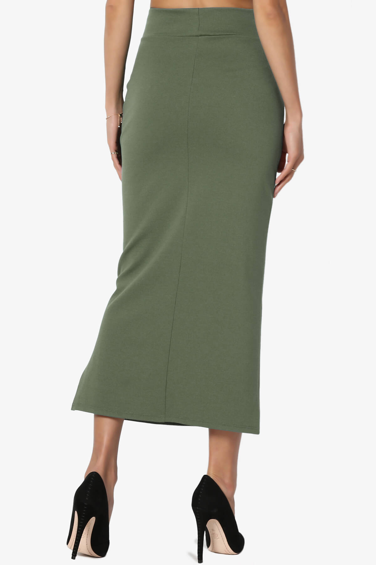 Carleta Mid Calf Pencil Skirt DUSTY OLIVE_2