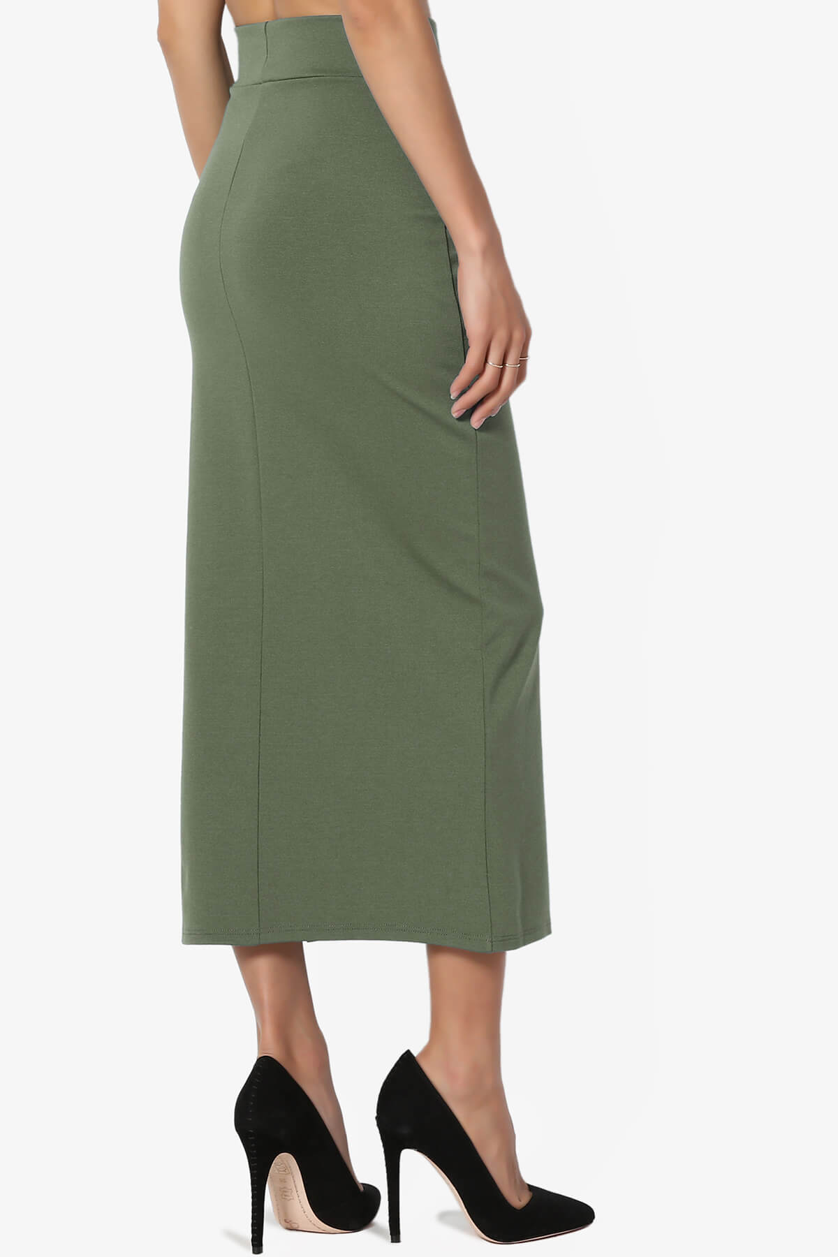 Carleta Mid Calf Pencil Skirt DUSTY OLIVE_4