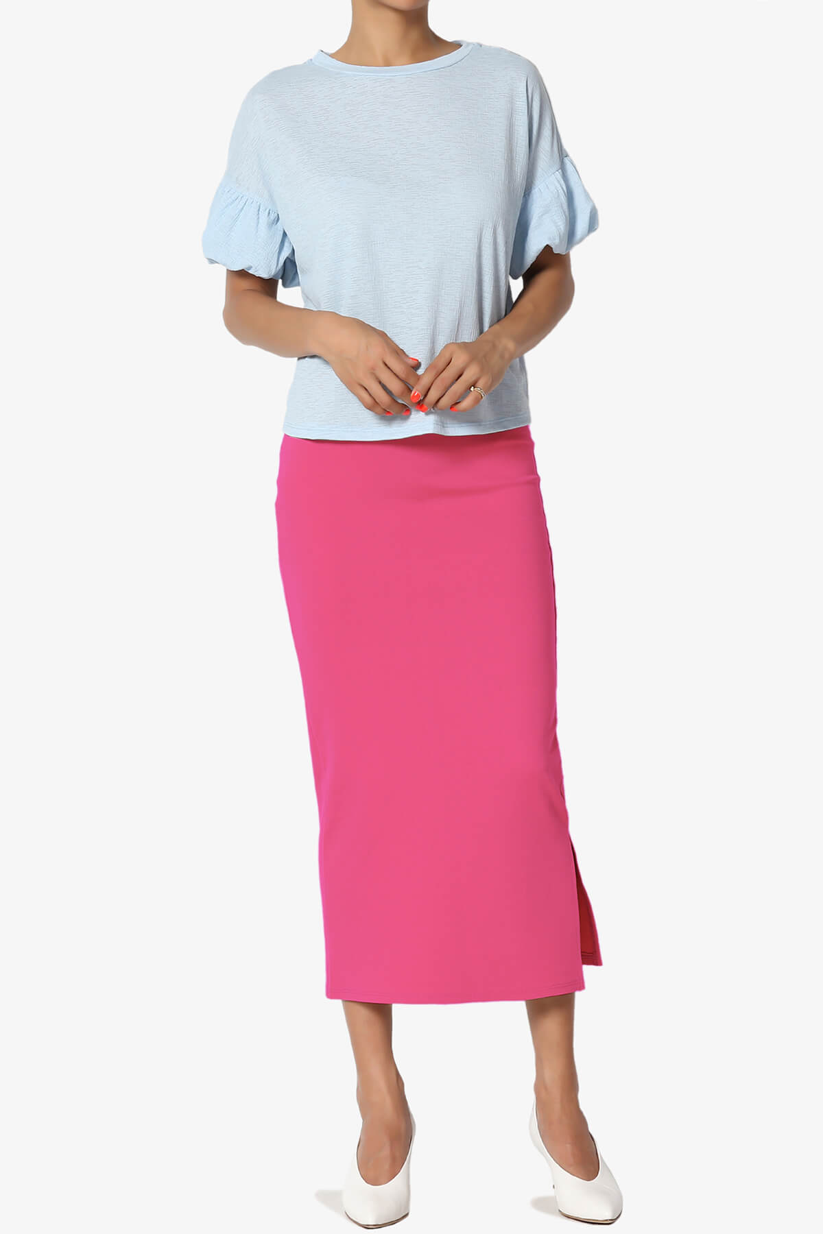 Carleta Mid Calf Pencil Skirt FUCHSIA_6
