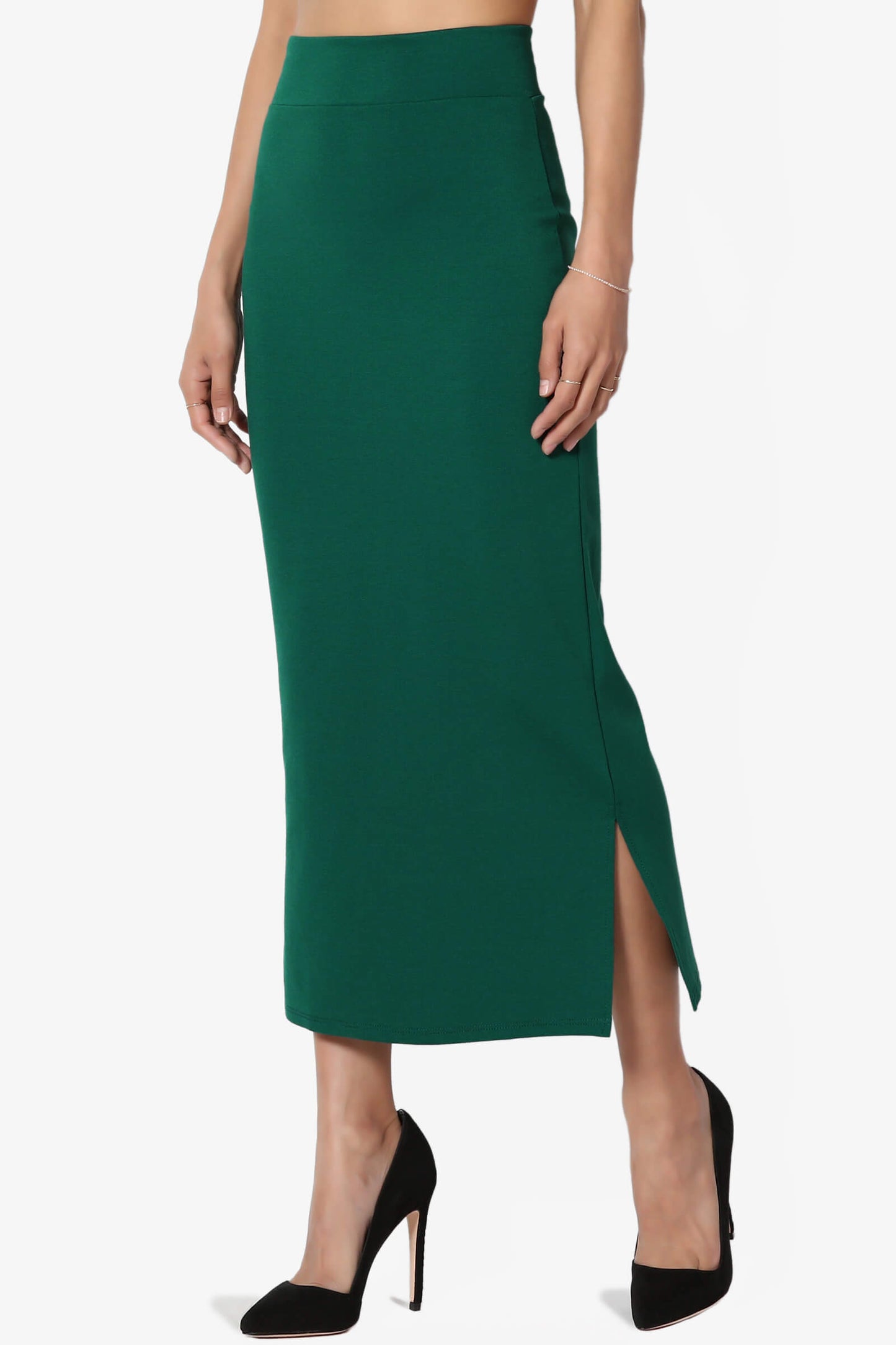 Carleta Mid Calf Pencil Skirt HUNTER GREEN_3