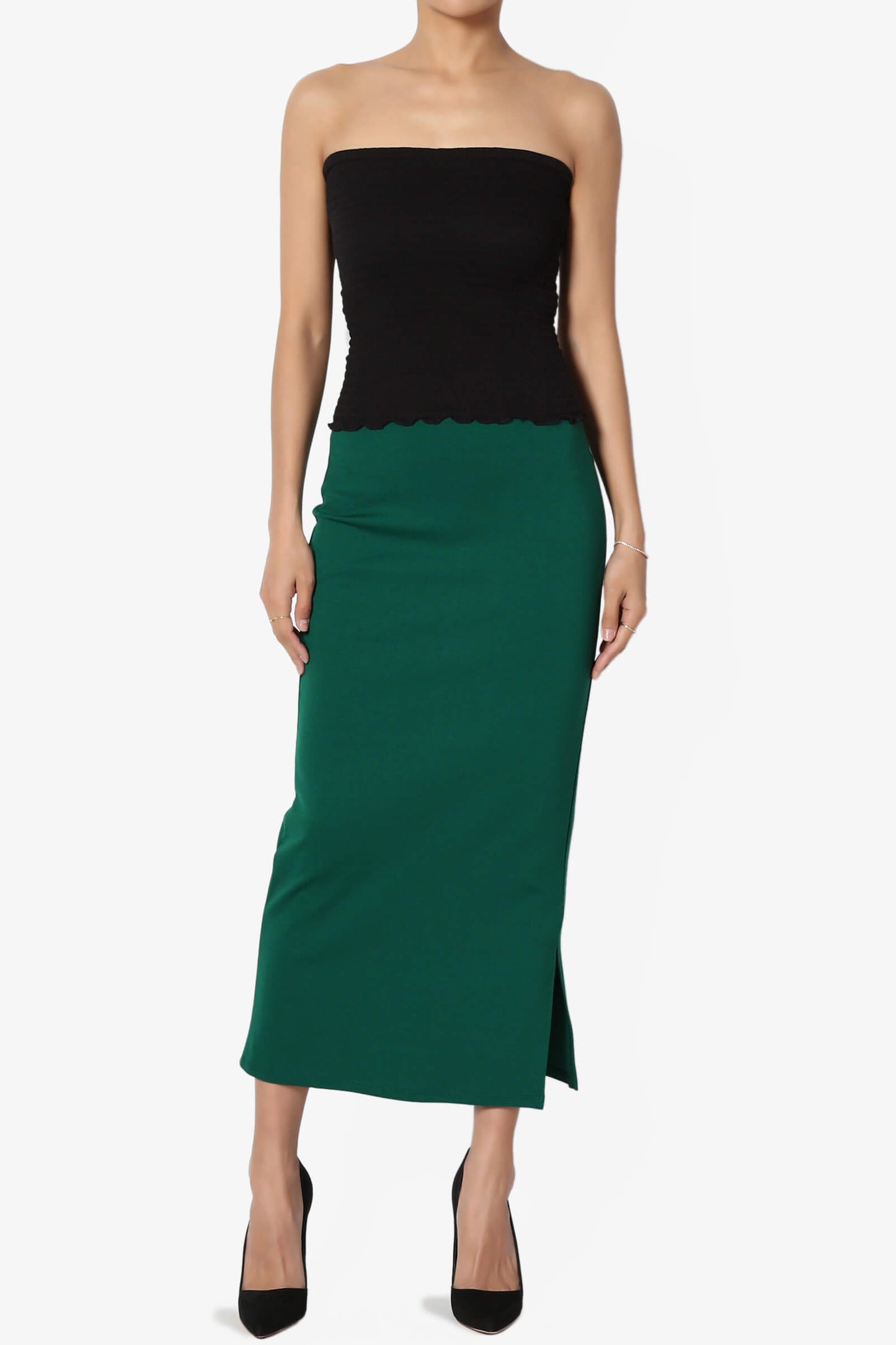 Carleta Mid Calf Pencil Skirt HUNTER GREEN_6