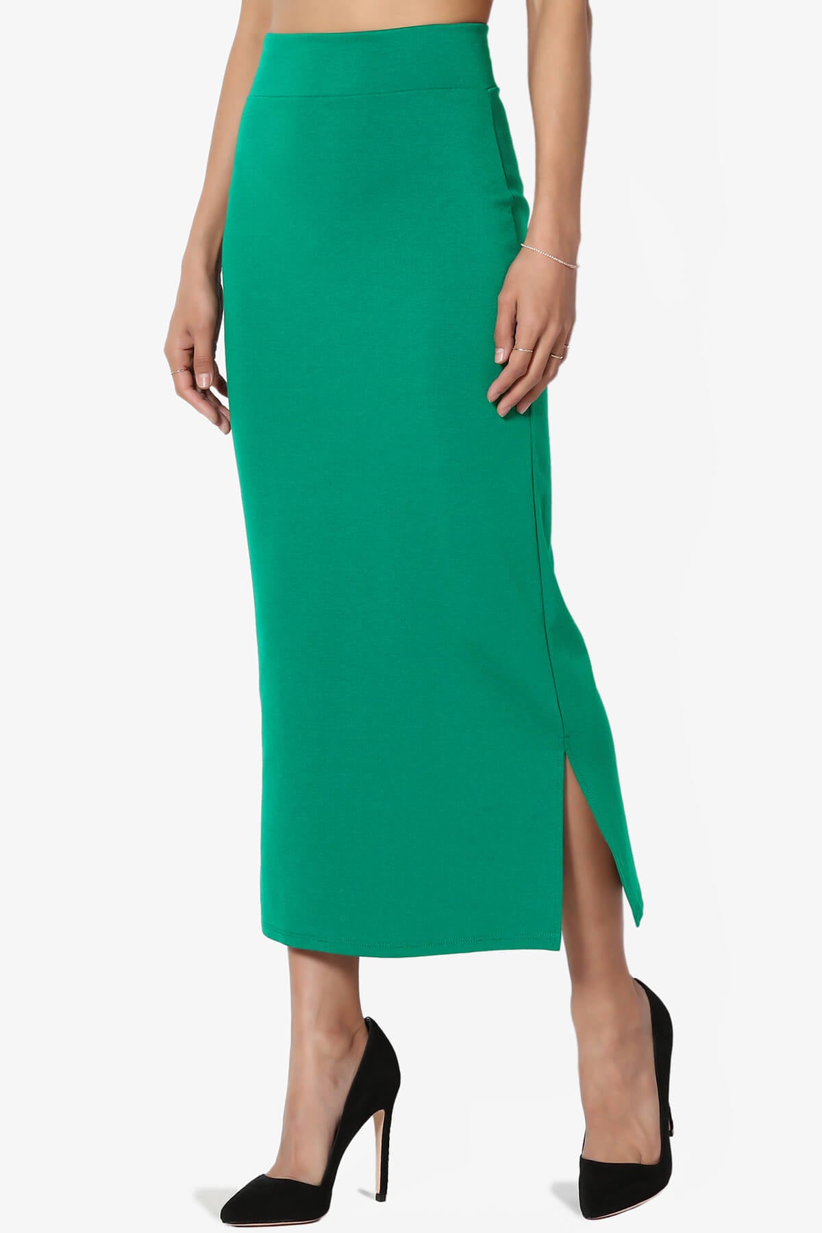 Carleta Mid Calf Pencil Skirt KELLY GREEN_3