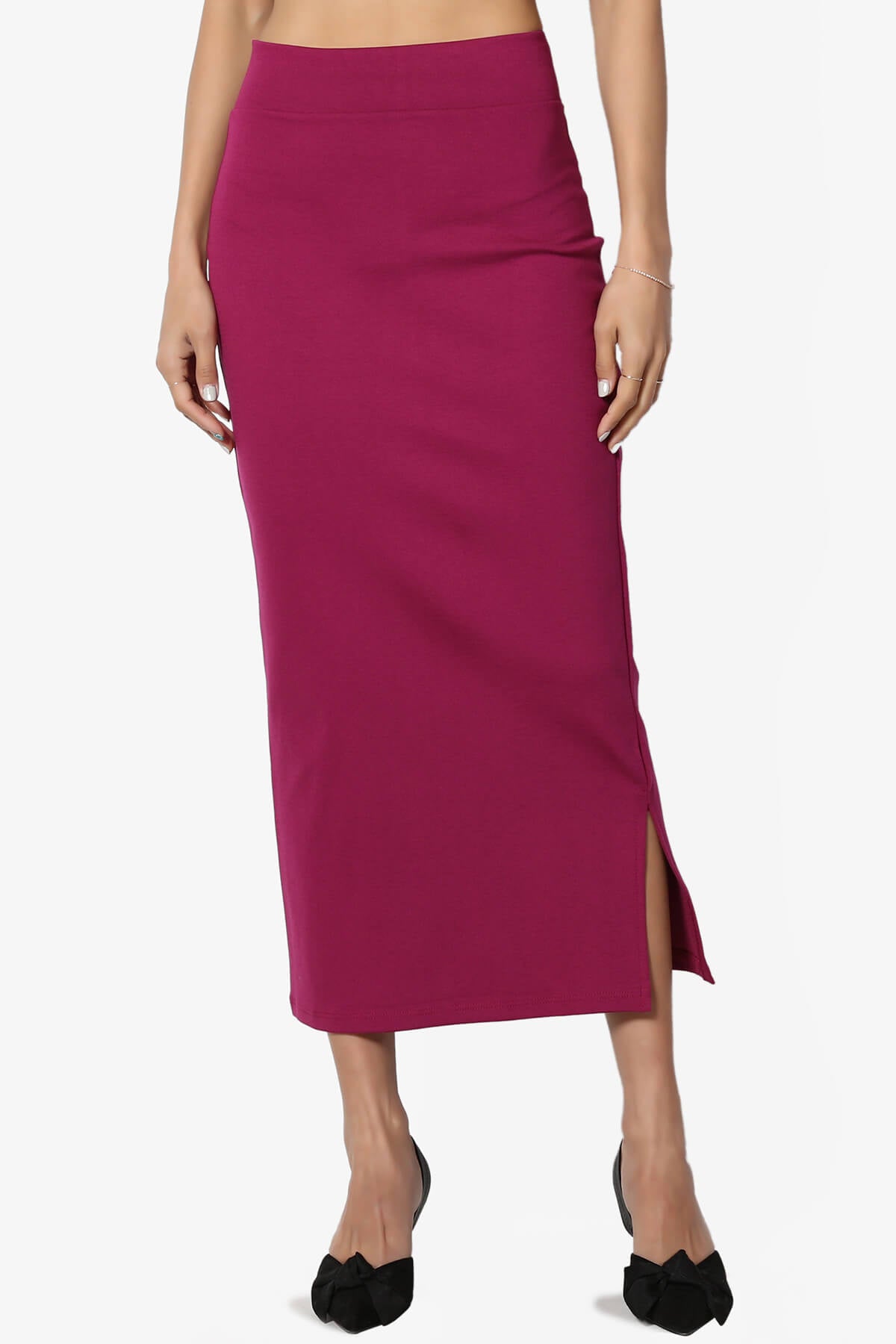 Carleta Mid Calf Pencil Skirt MAGENTA_1