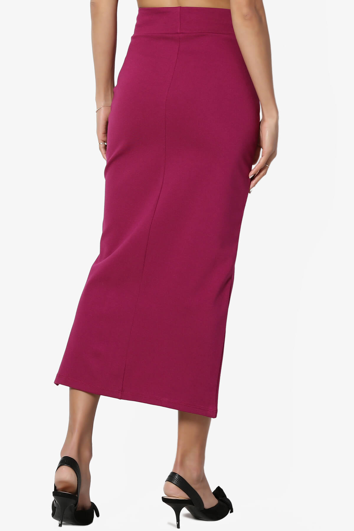 Carleta Mid Calf Pencil Skirt MAGENTA_2