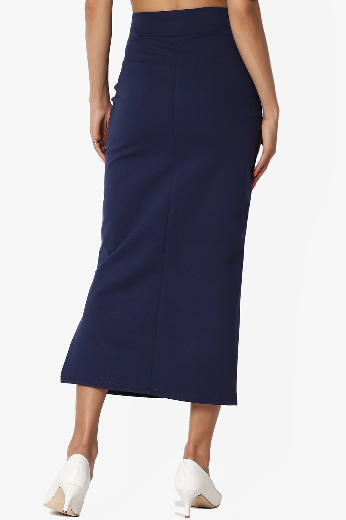 Carleta Mid Calf Pencil Skirt NAVY_2