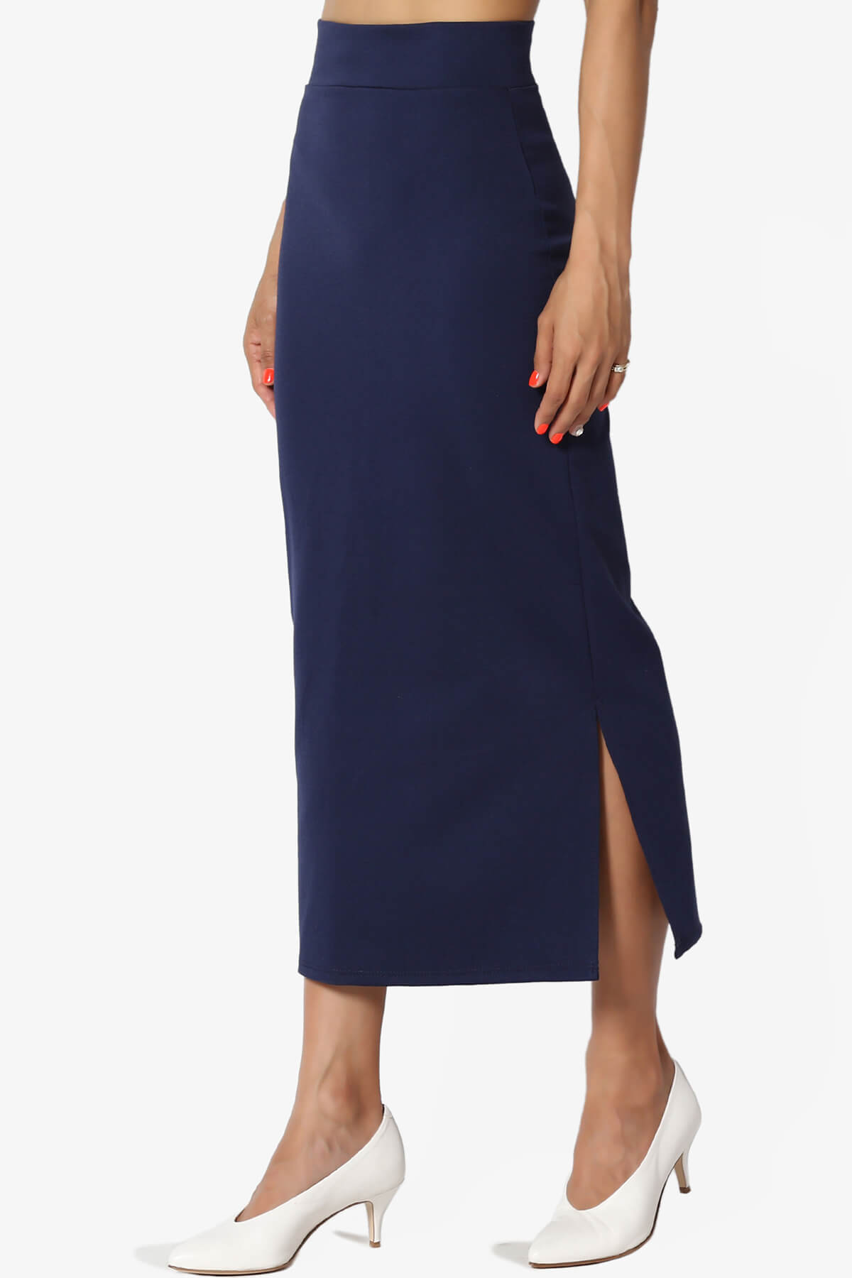 Carleta Mid Calf Pencil Skirt NAVY_3