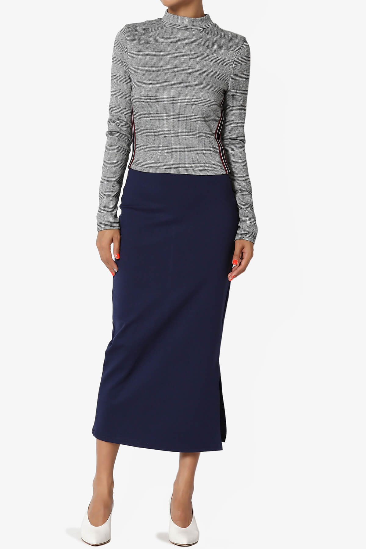 Carleta Mid Calf Pencil Skirt NAVY_6