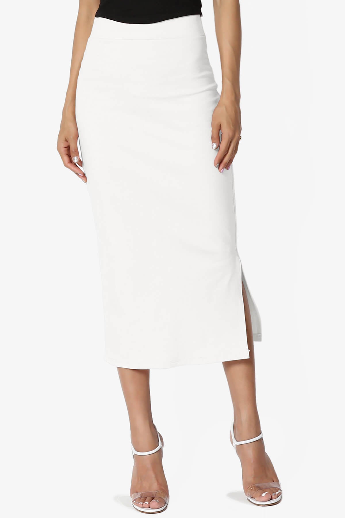 Carleta Mid Calf Pencil Skirt OFF WHITE_1